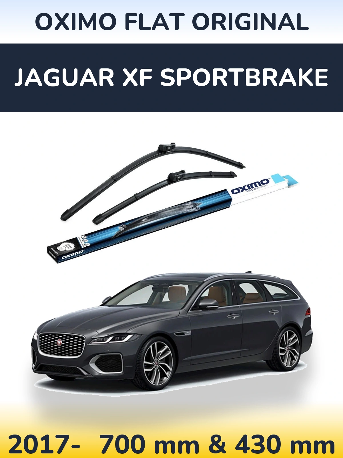 Front wiper blade set Oximo Flat Original 700 & 430 mm for Jaguar XF Sportbrake 2017-2026