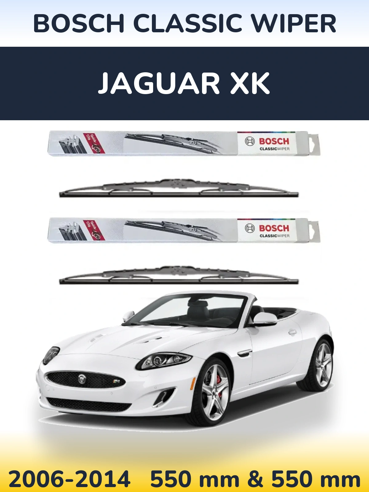 Front wiper blade set BOSCH Classic Wiper 550 & 550 mm for Jaguar XK 2006-2014