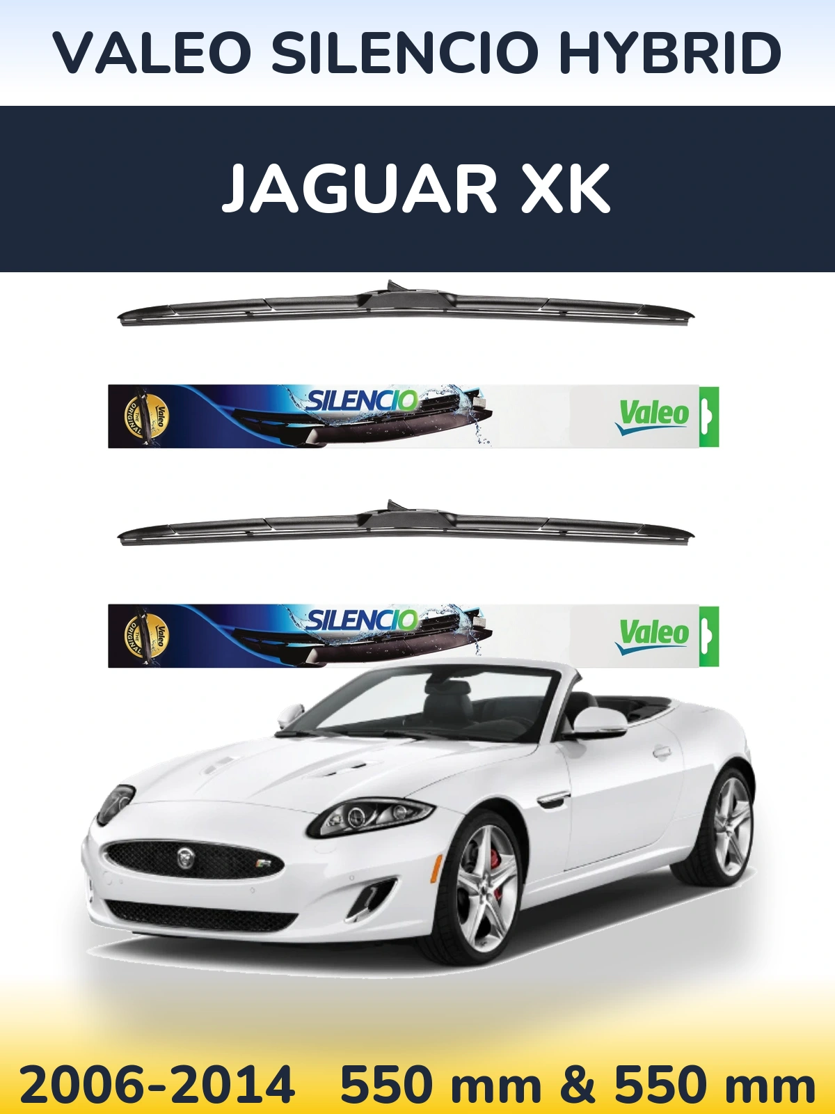 Комплект передних дворников Valeo Silencio Hybrid 550 & 550 мм для Jaguar XK 2006-2014