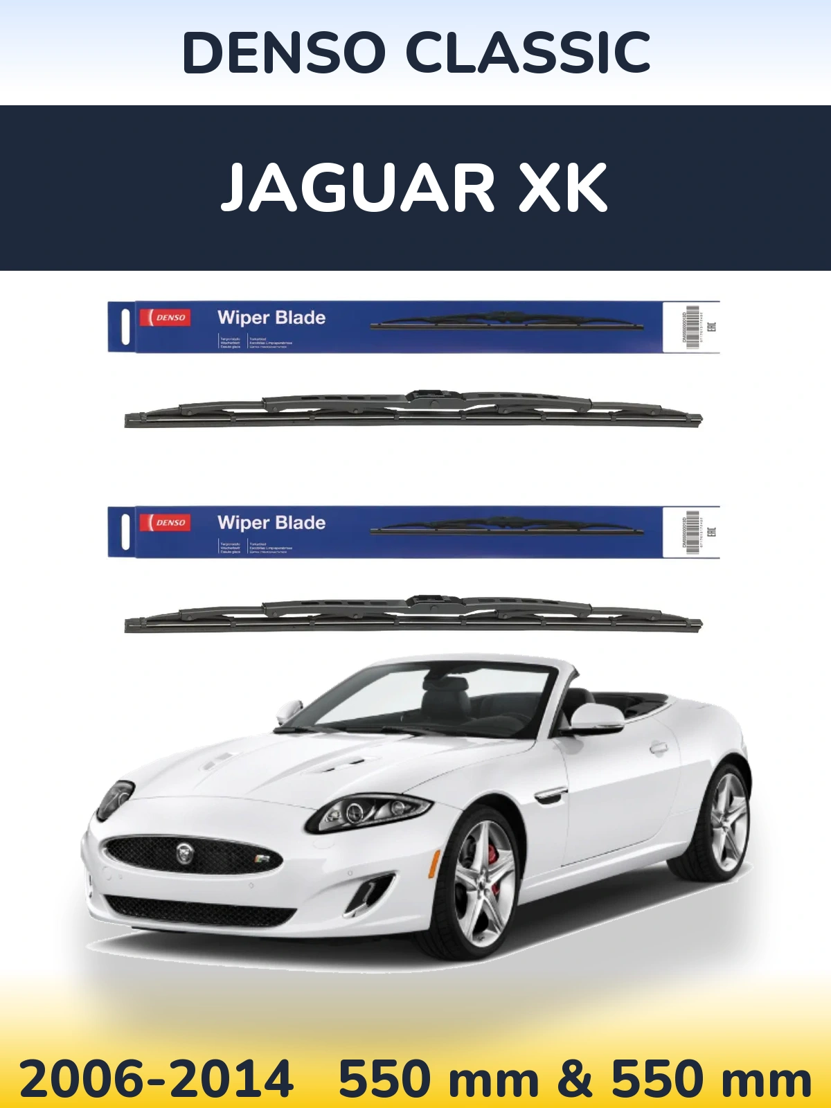 Front wiper blade set Denso Classic 550 & 550 mm for Jaguar XK 2006-2014