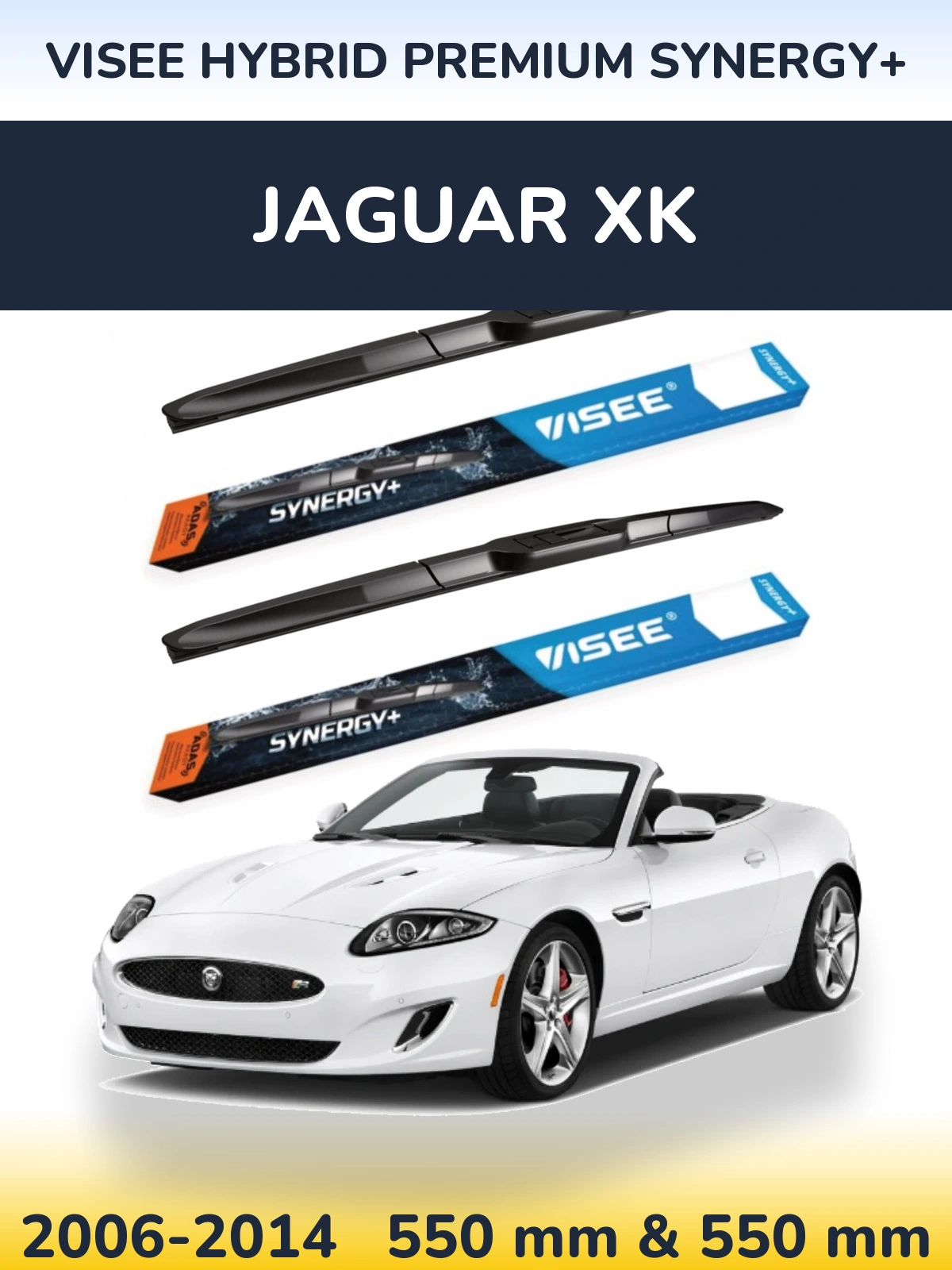 Front wiper blade set VISEE HYBRID PREMIUM SYNERGY+ 550 & 550 mm for Jaguar XK 2006-2014