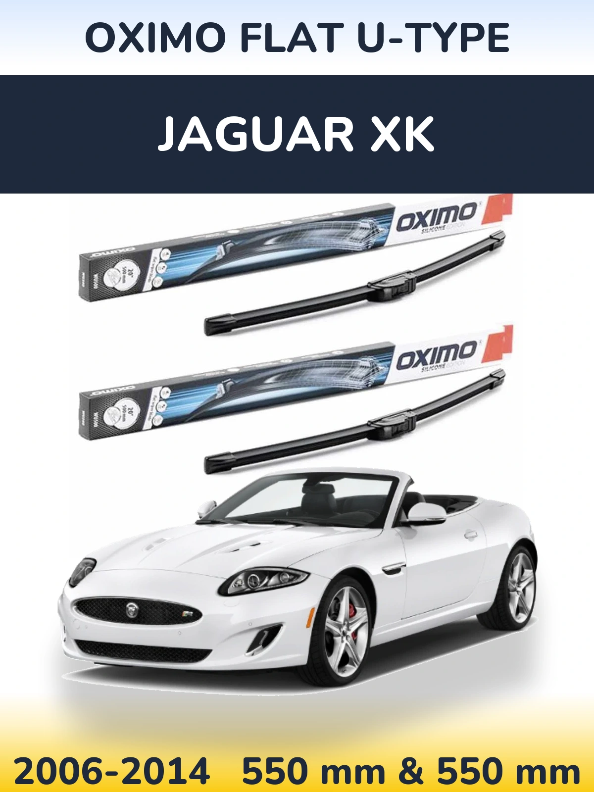 Комплект передних дворников Oximo Flat U-type 550 & 550 мм для Jaguar XK 2006-2014