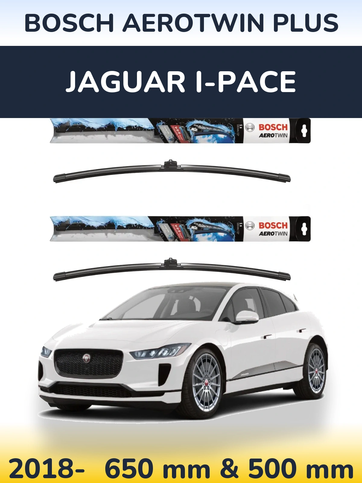 Комплект передніх щіток BOSCH AeroTwin Plus 650 & 500 мм для Jaguar I-Pace 2018-2026