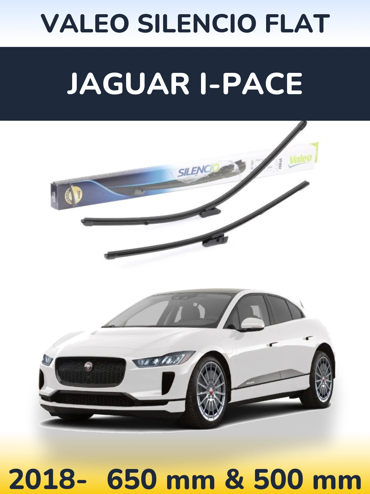 Front wiper blade set Valeo Silencio Flat 630 & 500 mm for Jaguar I-Pace 2018-2026