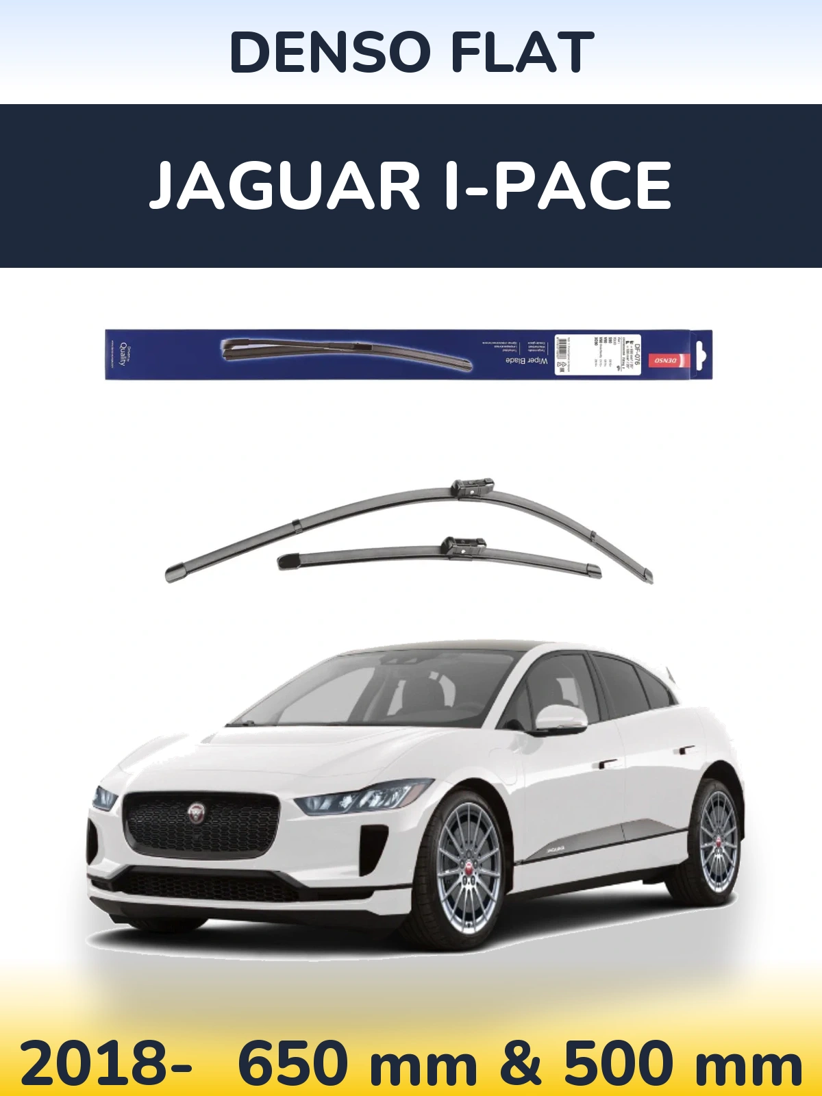 Front wiper blade set Denso Flat 630 & 500 mm for Jaguar I-Pace 2018-2026