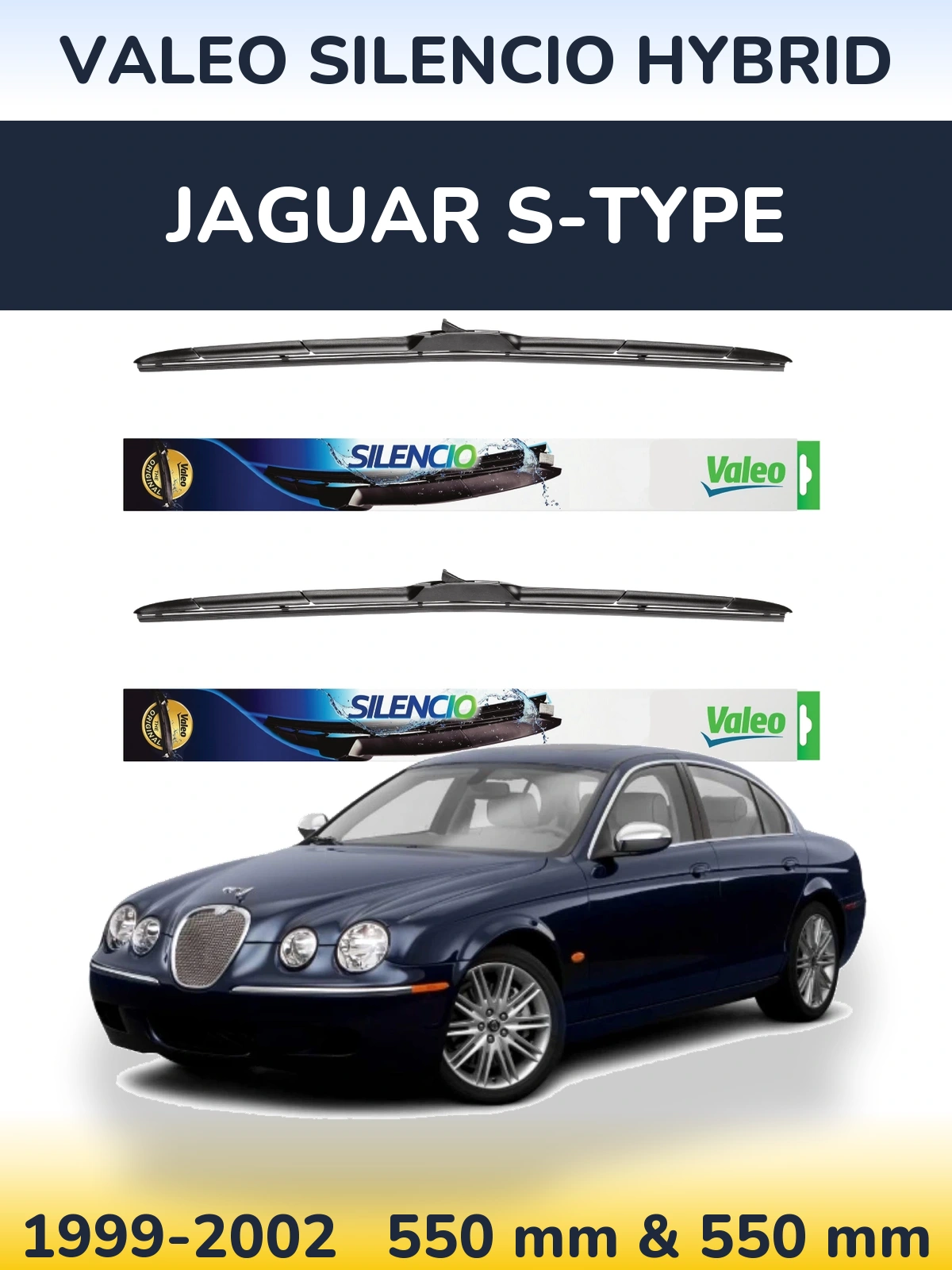 Комплект передніх щіток Valeo Silencio Hybrid 550 & 550 мм для Jaguar S-Типe 1999-2002