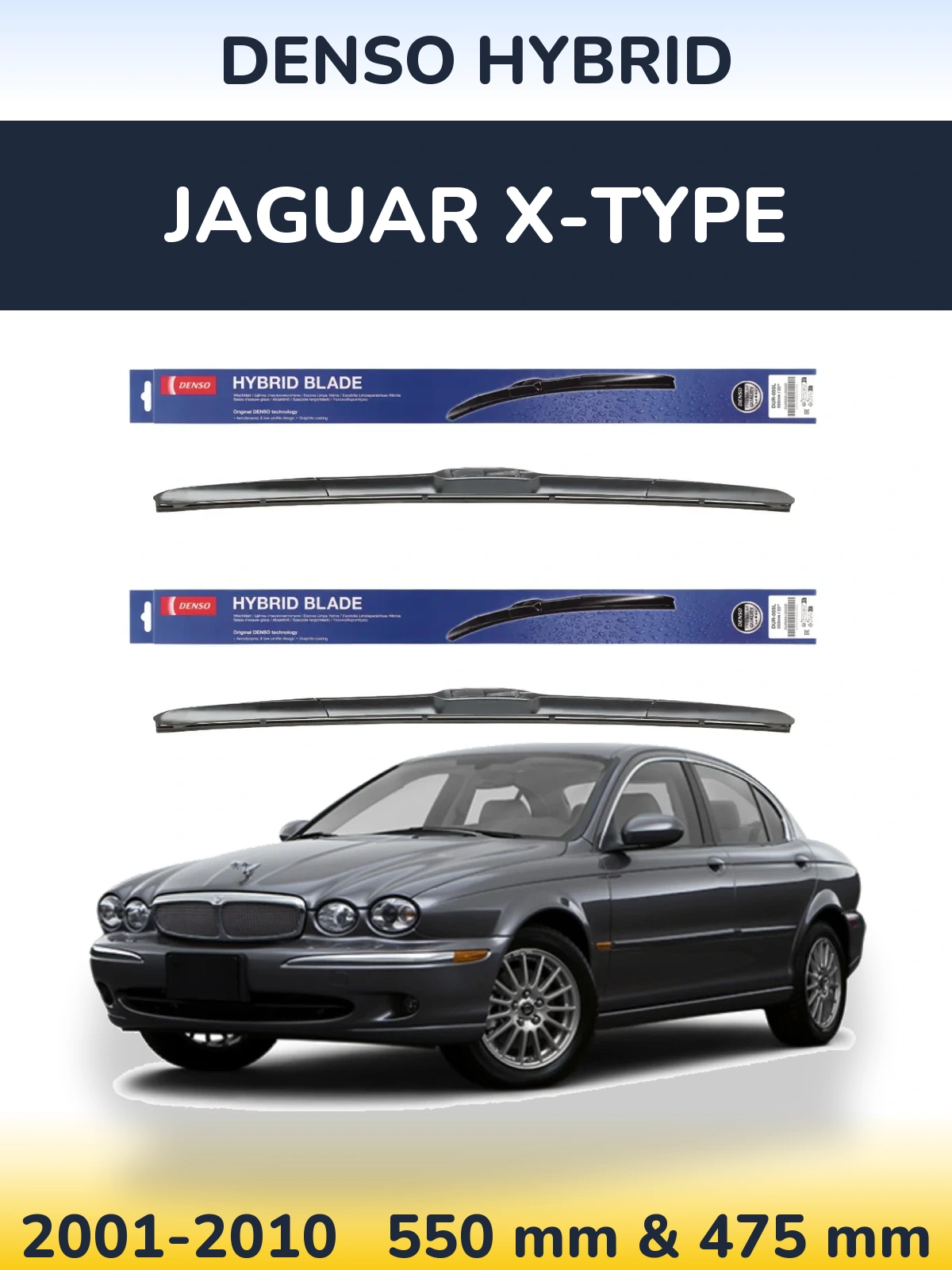 Komplet przednich wycieraczek Denso Hybrid 550 & 475 mm do Jaguar X-Type 2001-2010