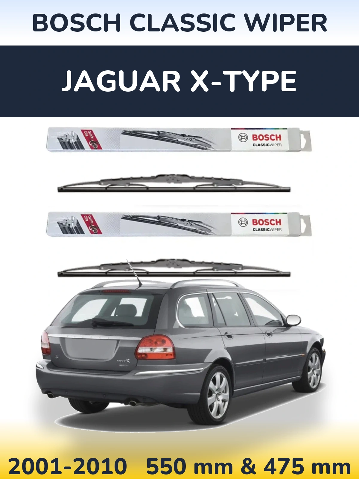 Комплект передних дворников BOSCH Classic Wiper 550 & 475 мм для Jaguar X-Типe 2001-2010