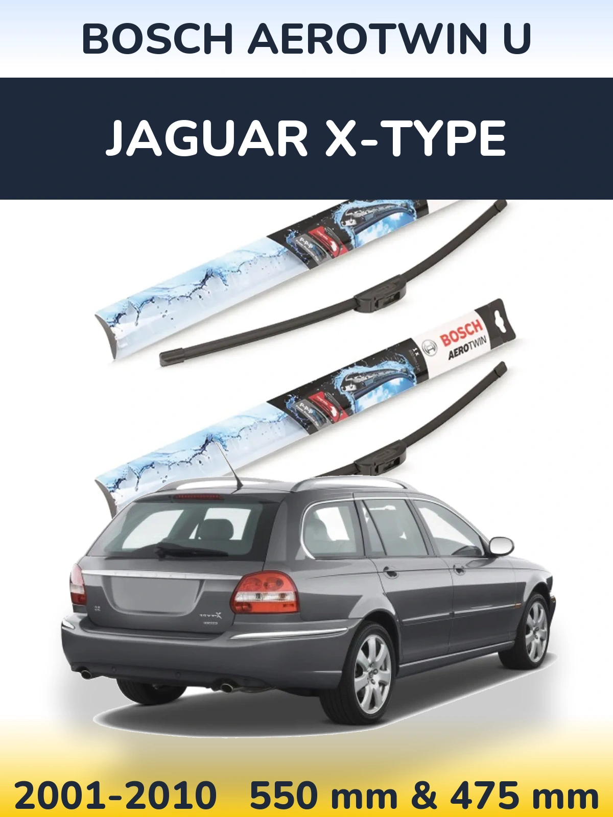 Комплект передних дворников BOSCH AeroTwin U 550 & 475 мм для Jaguar X-Типe 2001-2010
