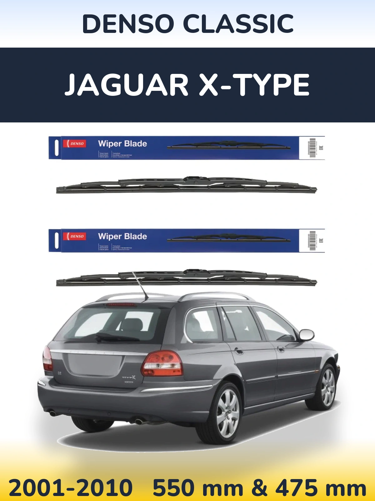Komplet przednich wycieraczek Denso Classic 550 & 475 mm do Jaguar X-Type 2001-2010