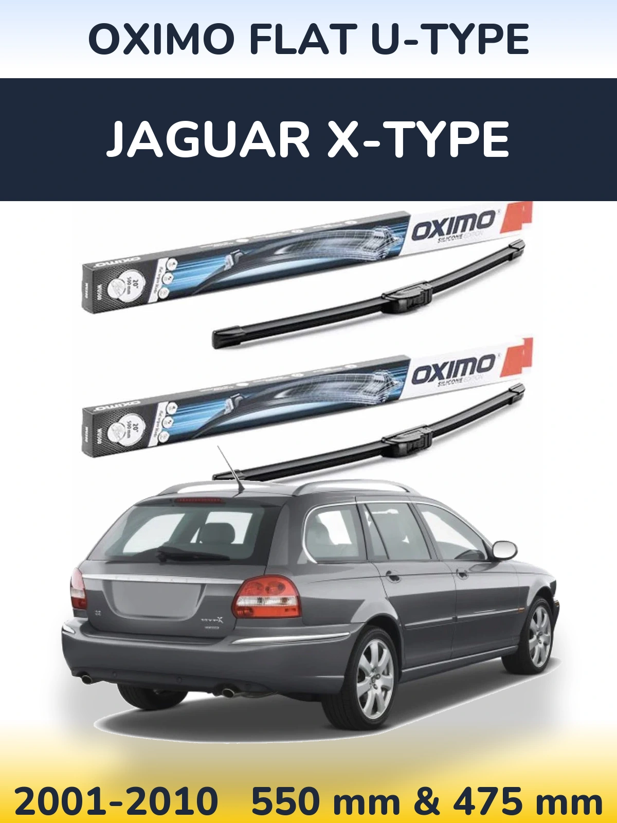 Komplet przednich wycieraczek Oximo Flat U-type 550 & 475 mm do Jaguar X-Type 2001-2010