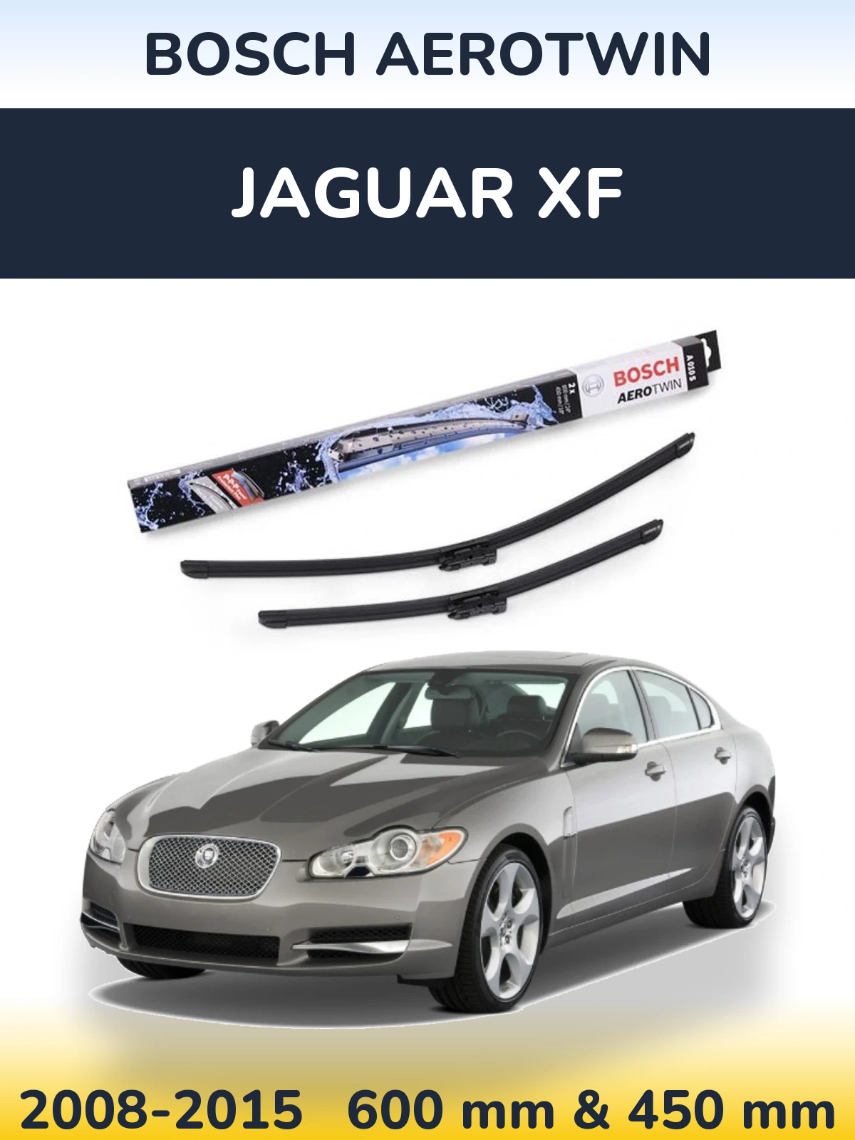 Komplet przednich wycieraczek BOSCH AeroTwin 600 & 450 mm do Jaguar XF 2008-2015