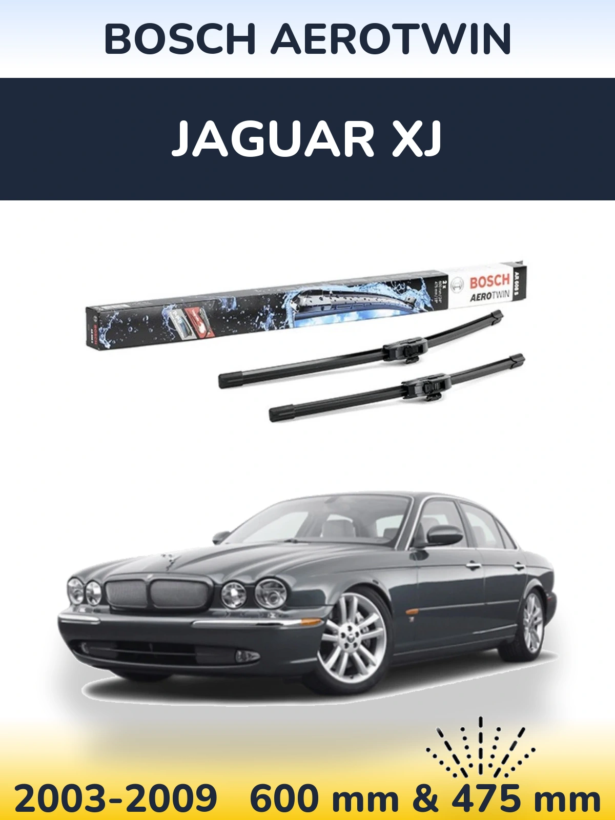 Komplet przednich wycieraczek BOSCH AeroTwin 600 & 475 mm do Jaguar XJ 2003-2009