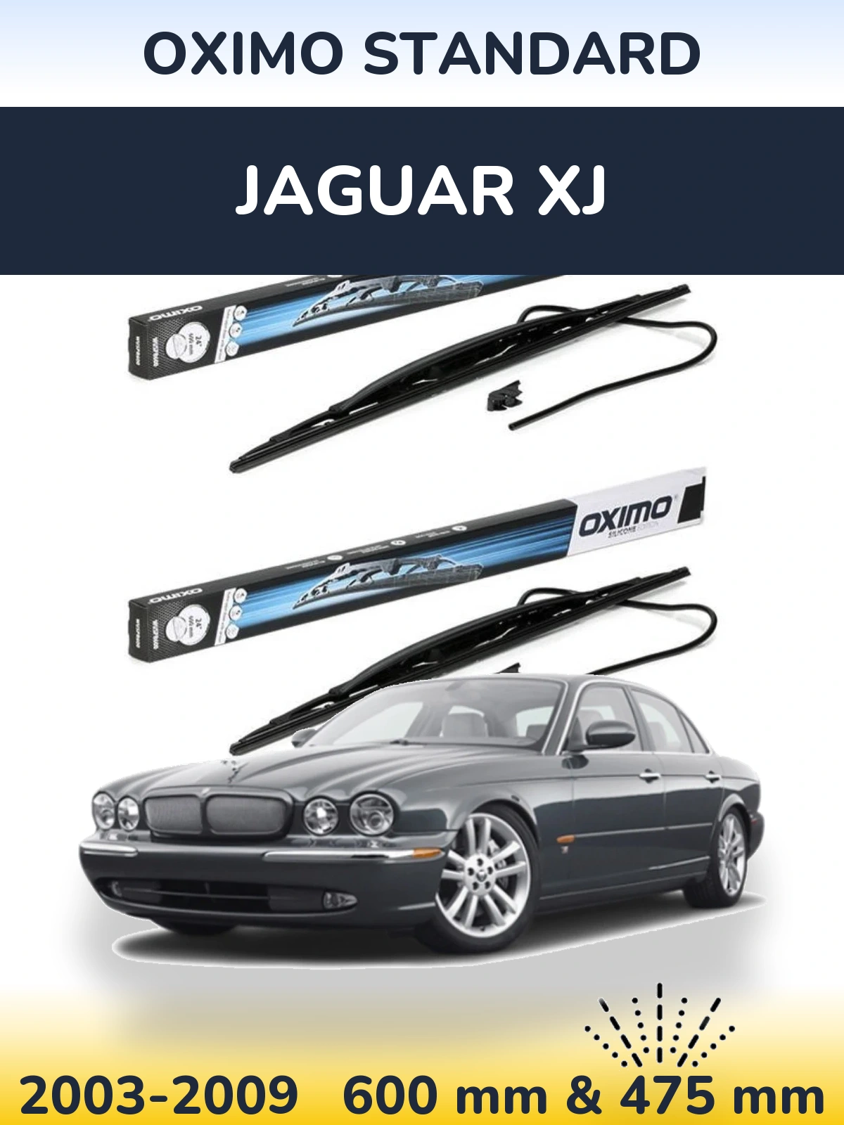 Front wiper blade set Oximo Standard 600 & 450 mm for Jaguar XJ 2003-2009