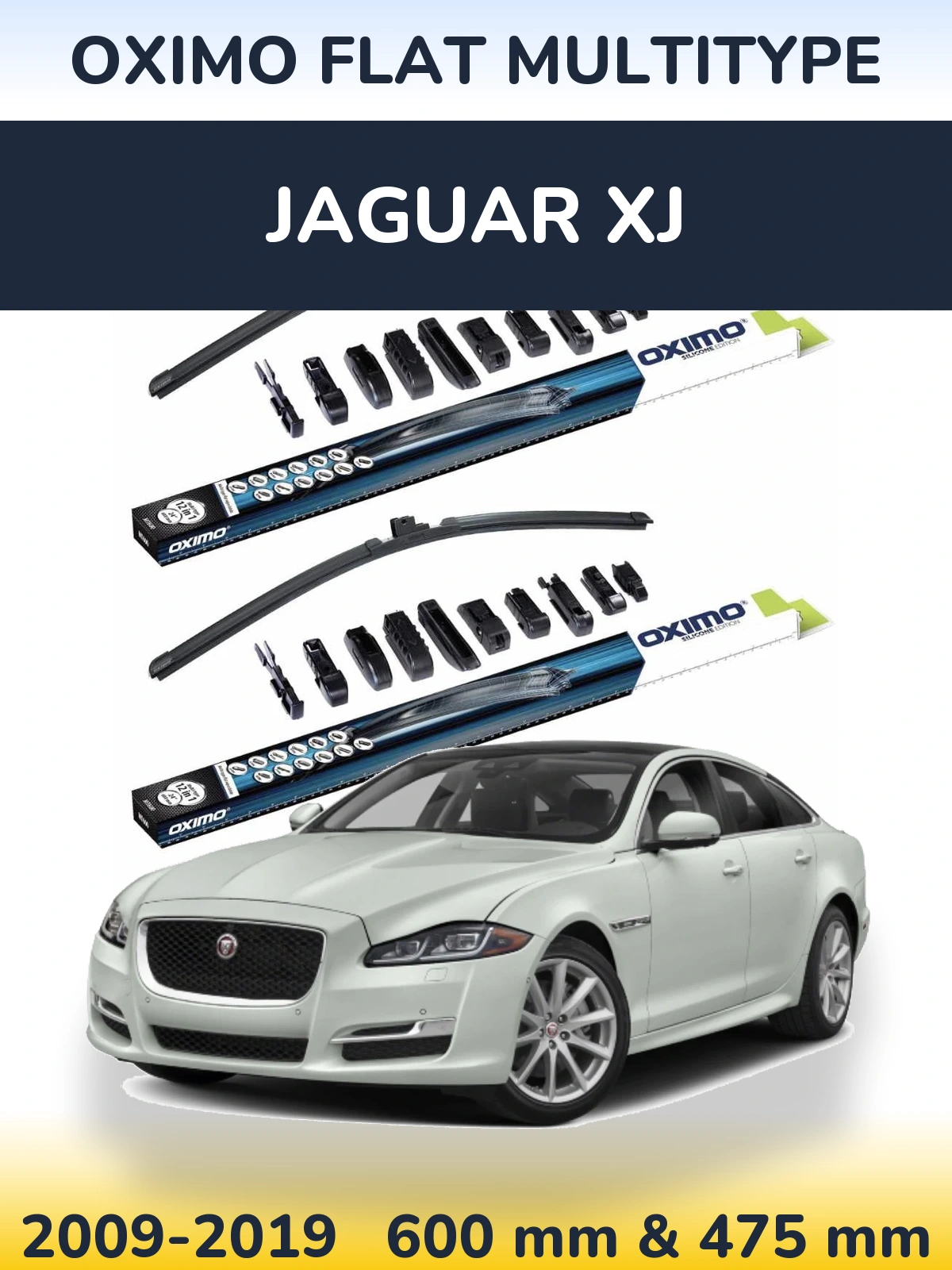 Комплект передних дворников Oximo Flat MultiТипe 600 & 475 мм для Jaguar XJ 2009-2019