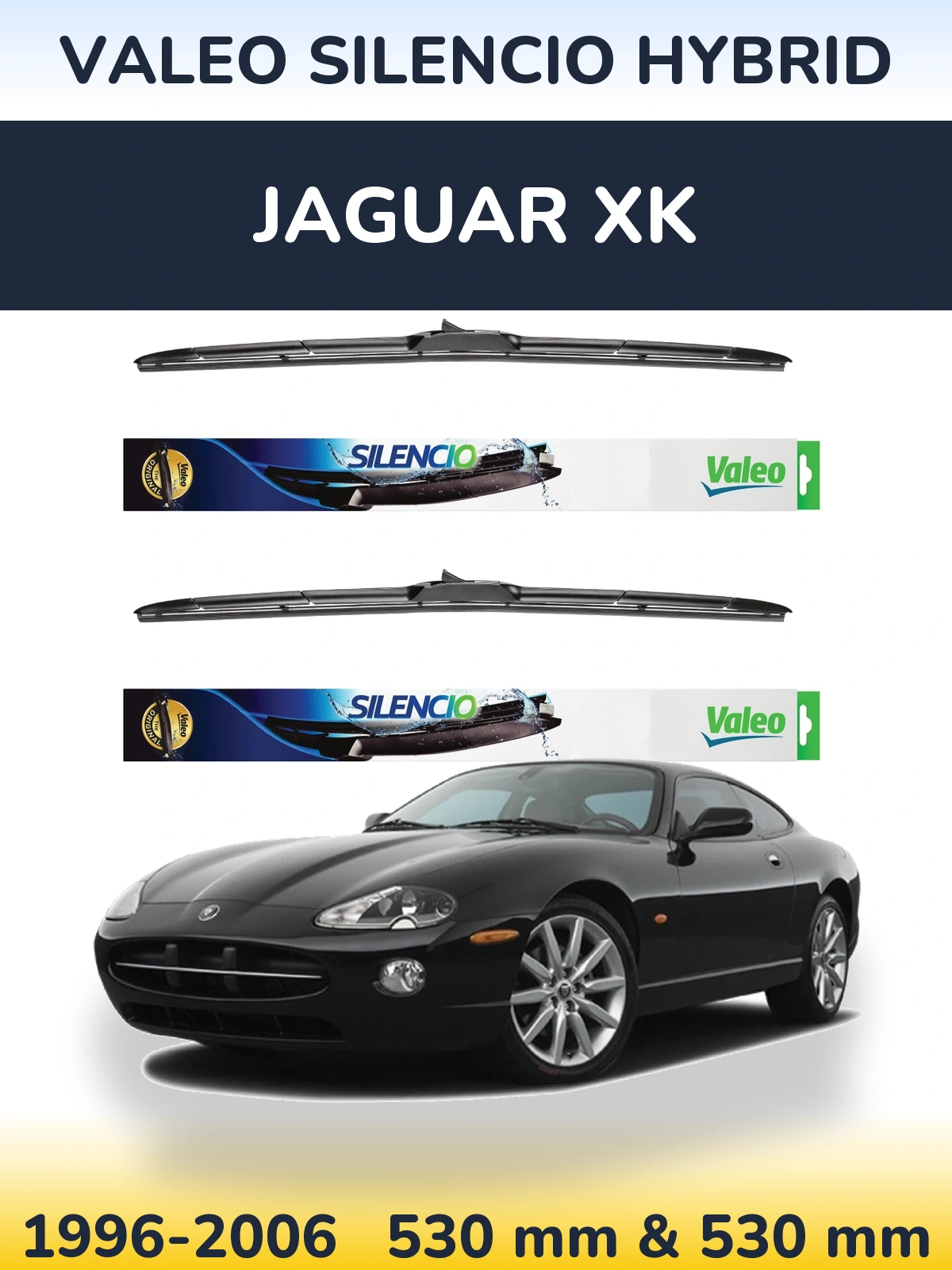 Komplet przednich wycieraczek Valeo Silencio Hybrid 530 & 530 mm do Jaguar XK 1996-2006