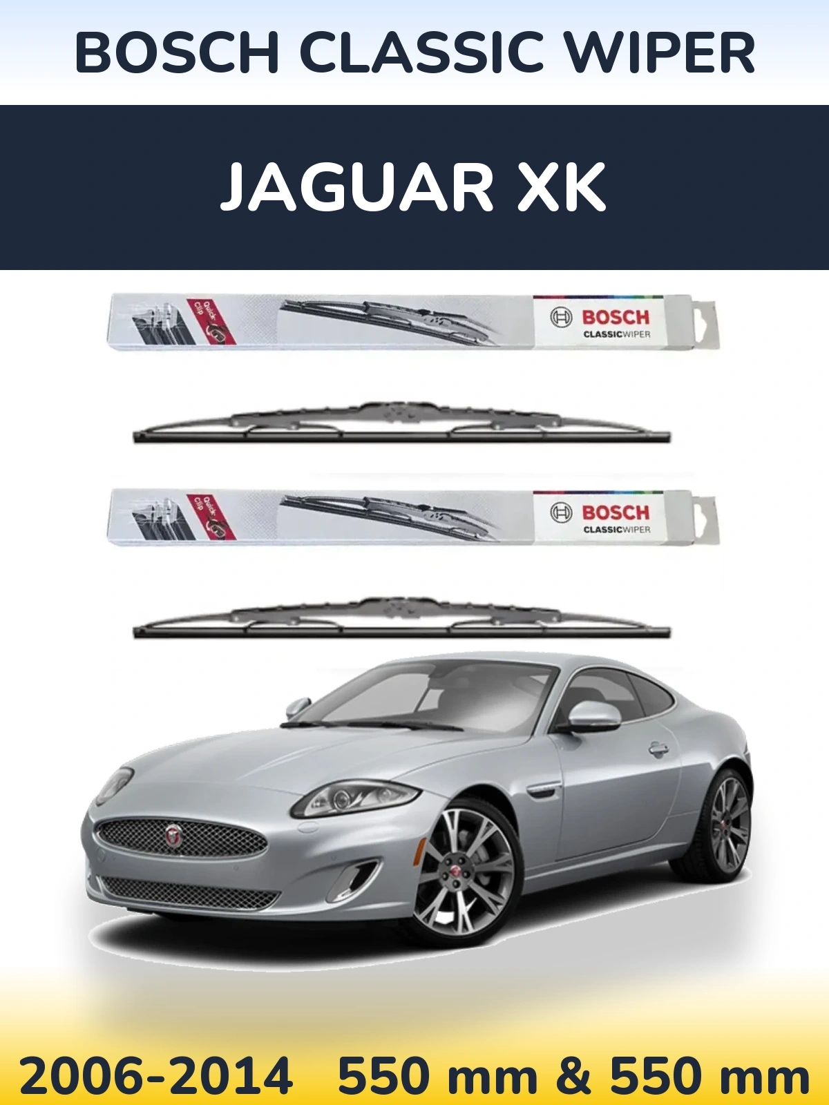Комплект передних дворников BOSCH Classic Wiper 550 & 550 мм для Jaguar XK 2006-2014