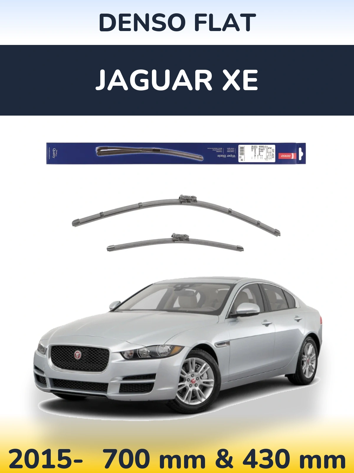 Front wiper blade set Denso Flat 680 & 430 mm for Jaguar XE 2015-2026
