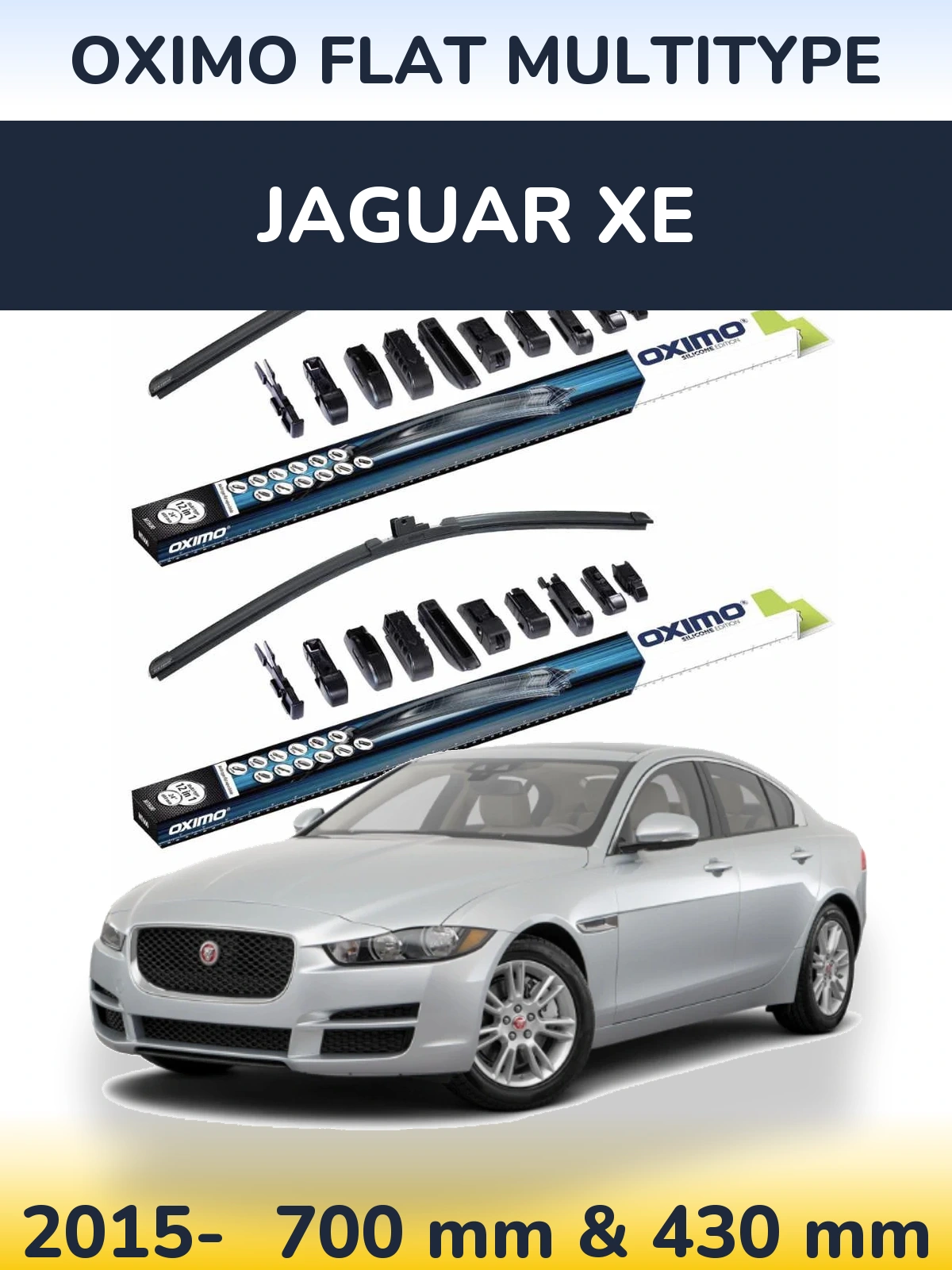 Комплект передних дворников Oximo Flat MultiТипe 700 & 430 мм для Jaguar XE 2015-2026