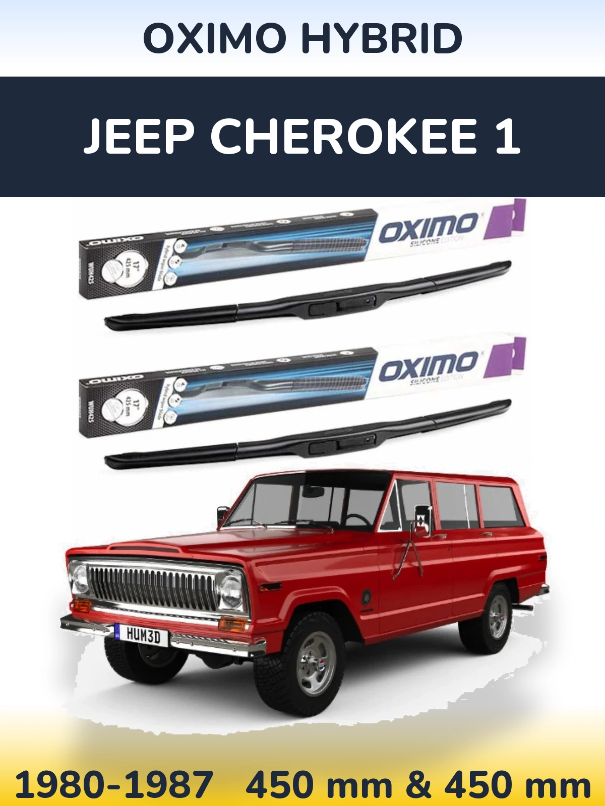 Комплект передних дворников Oximo Hybrid 450 & 450 мм для Jeep Cherokee 1 1980-1987