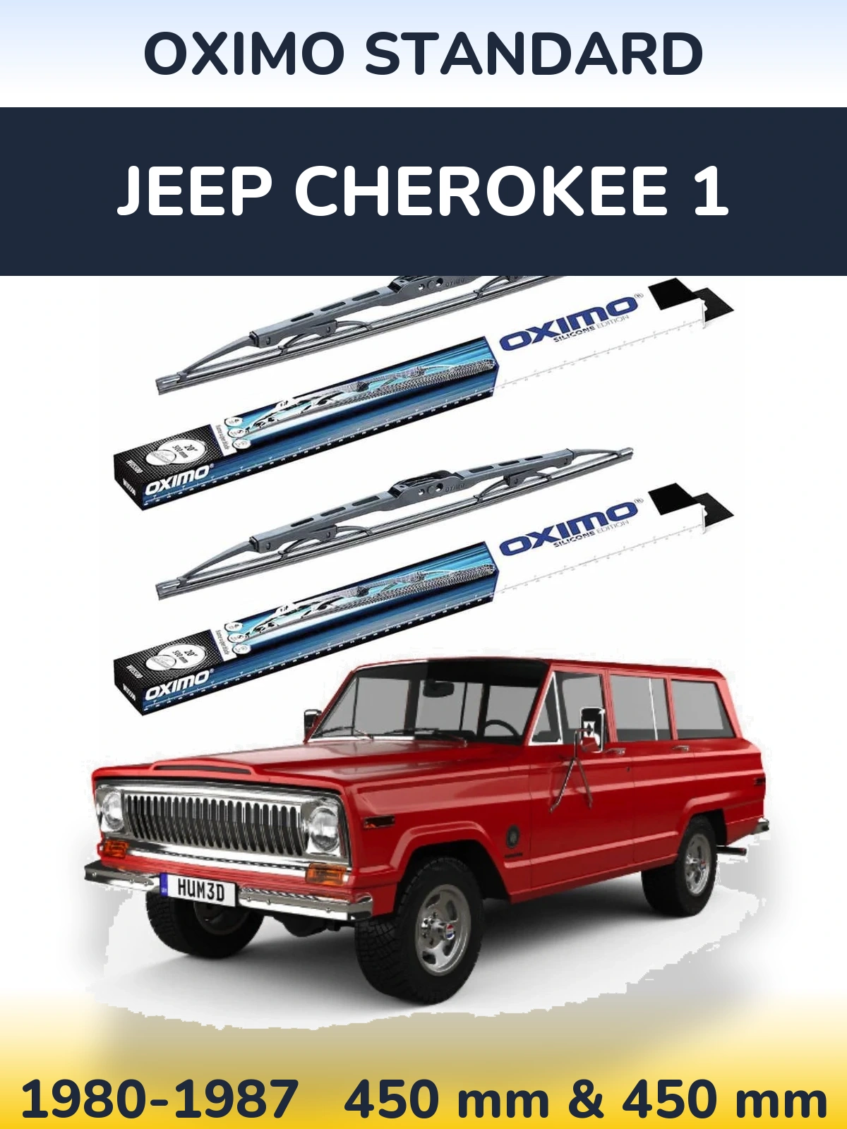 Front wiper blade set Oximo Standard 450 & 450 mm for Jeep Cherokee 1 1980-1987