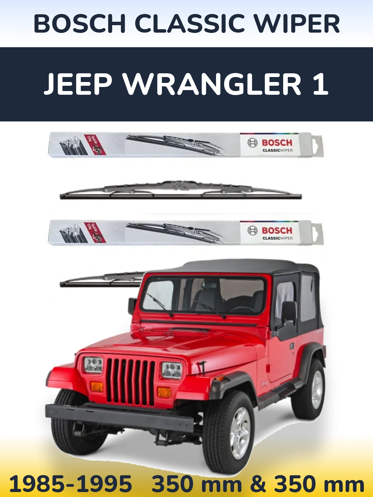 Komplet przednich wycieraczek BOSCH Classic Wiper 340 & 340 mm do Jeep Wrangler 1 1985-1995