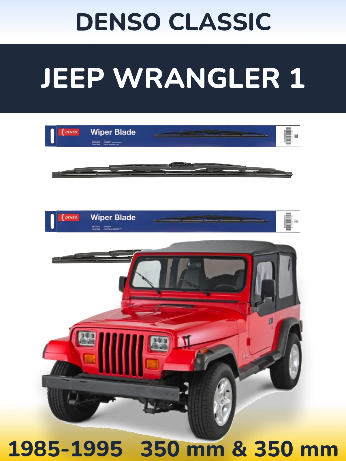 Komplet przednich wycieraczek Denso Classic 350 & 350 mm do Jeep Wrangler 1 1985-1995