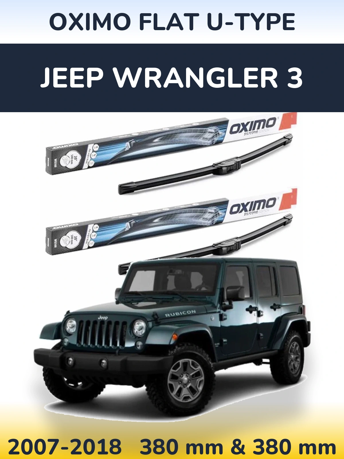 Komplet przednich wycieraczek Oximo Flat U-type 380 & 380 mm do Jeep Wrangler 3 2007-2018