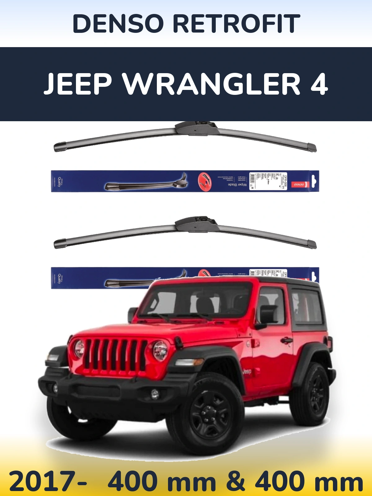 Комплект передних дворников Denso Retrofit 400 & 400 мм для Jeep Wrangler 4 2017-2026