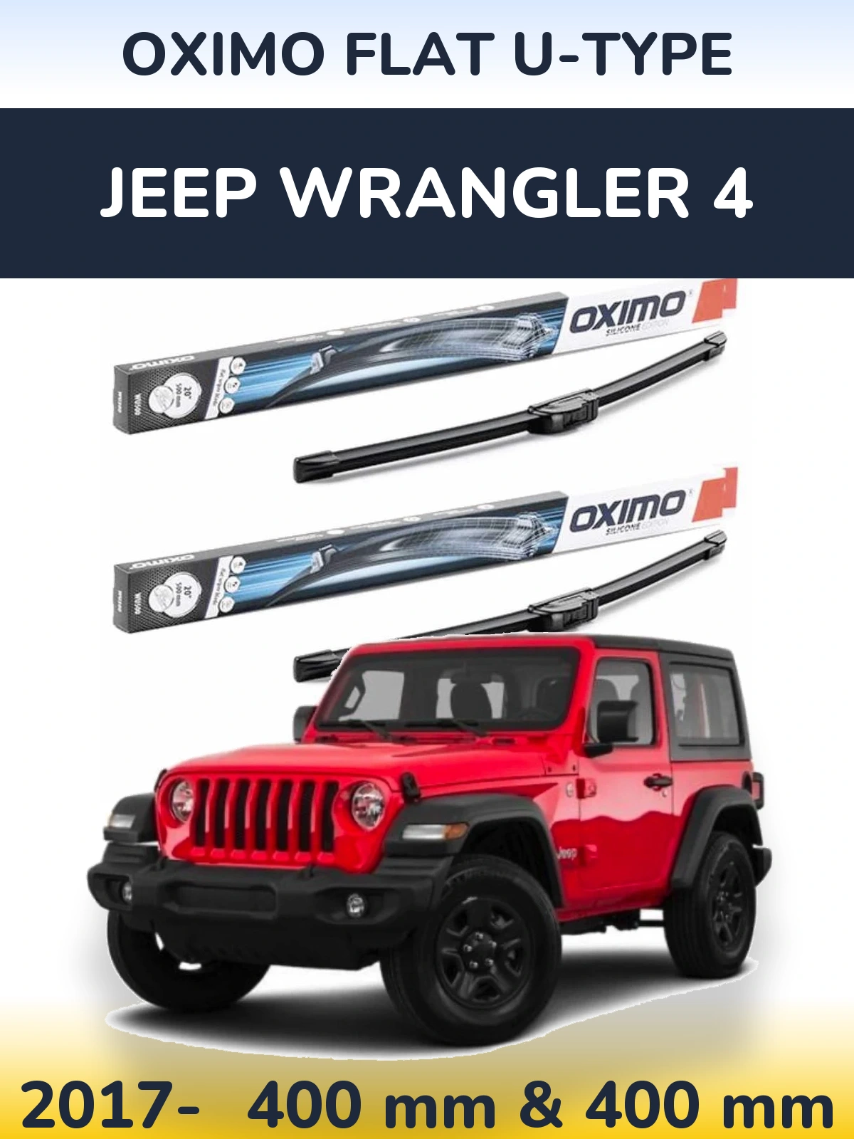 Komplet przednich wycieraczek Oximo Flat U-type 400 & 400 mm do Jeep Wrangler 4 2017-2026