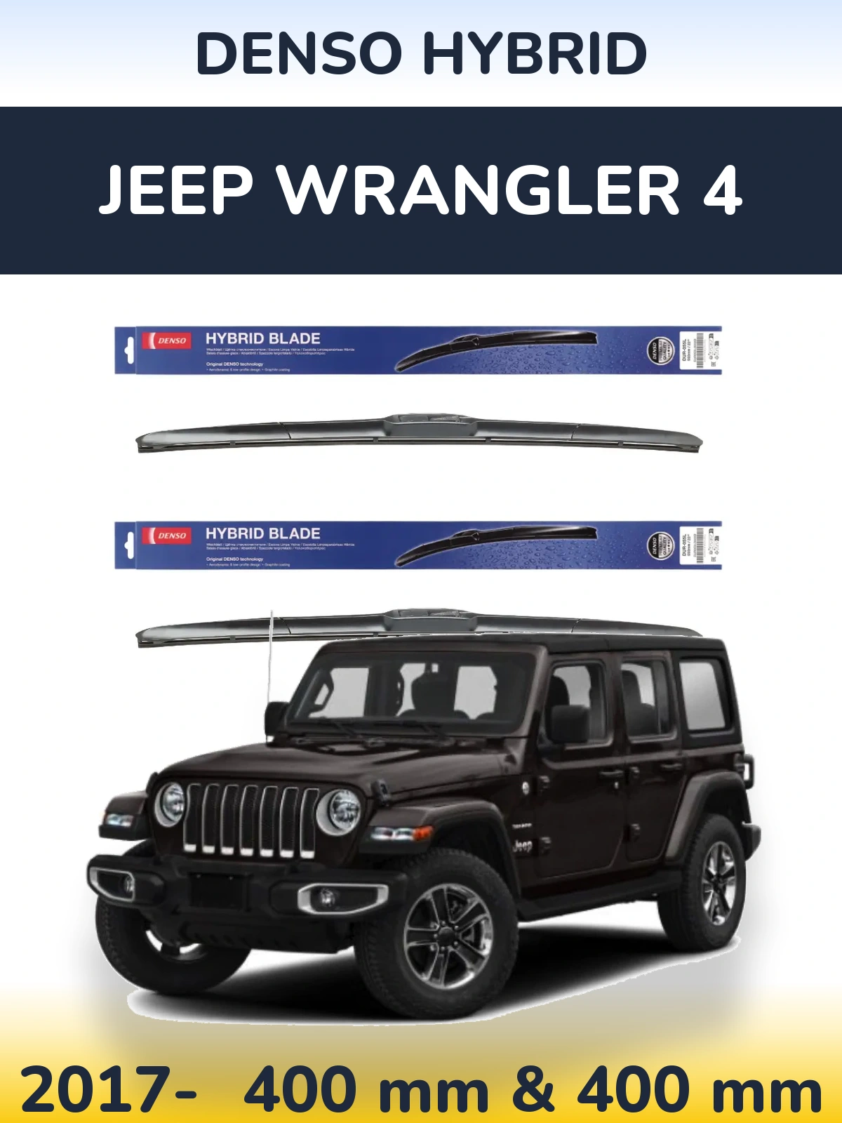 Komplet przednich wycieraczek Denso Hybrid 400 & 400 mm do Jeep Wrangler 4 2017-2026