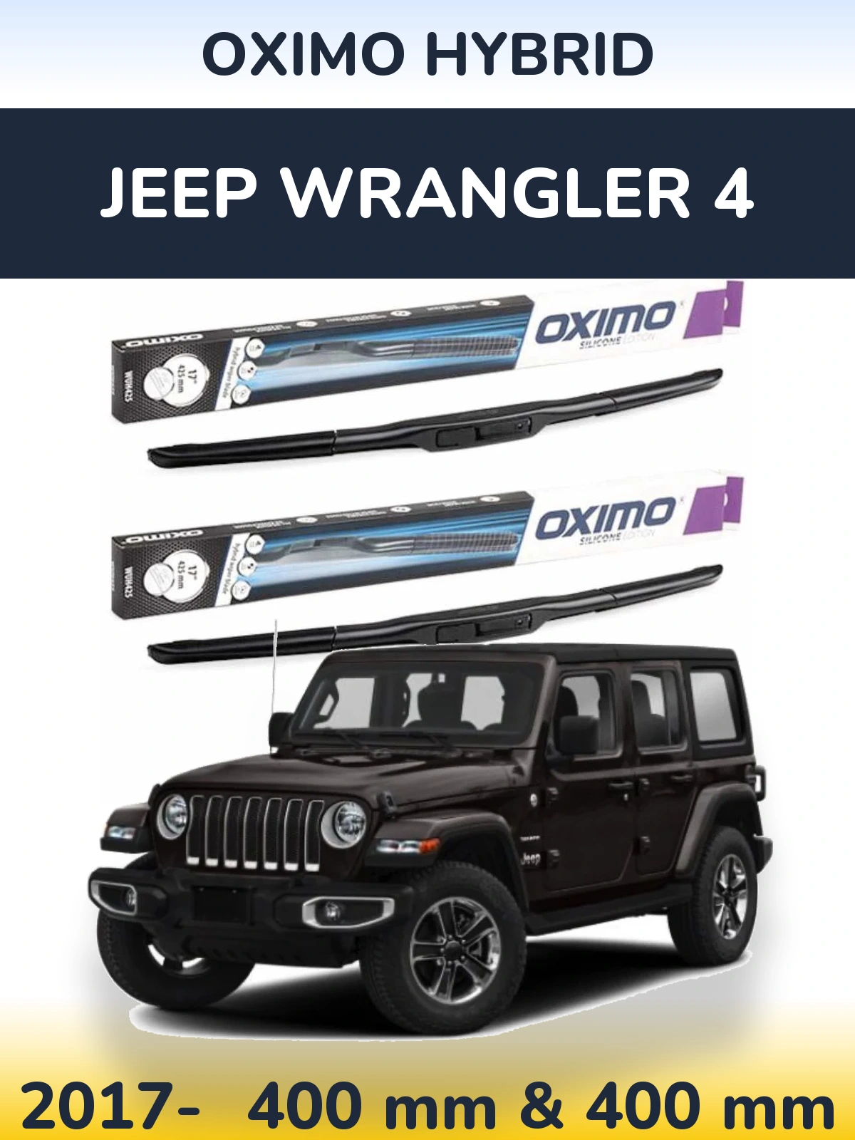 Komplet przednich wycieraczek Oximo Hybrid 400 & 400 mm do Jeep Wrangler 4 2017-2026