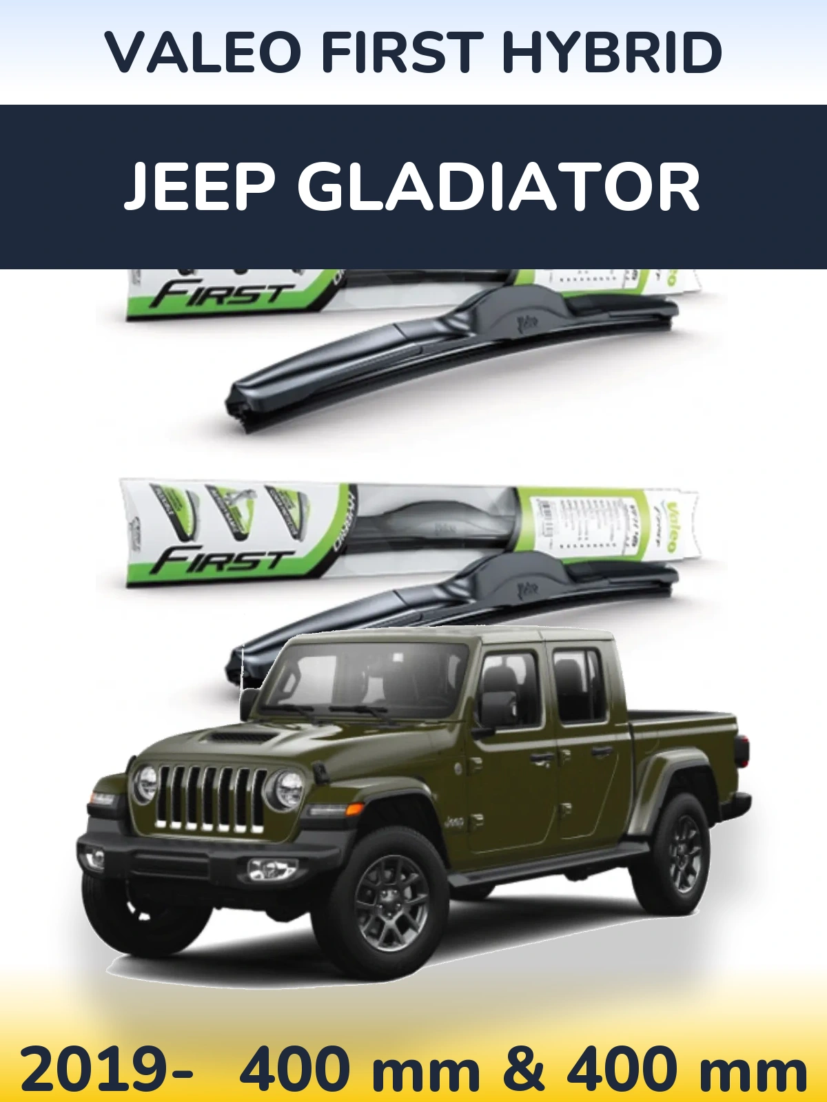 Komplet przednich wycieraczek Valeo First Hybrid 400 & 400 mm do Jeep Gladiator 2019-2026