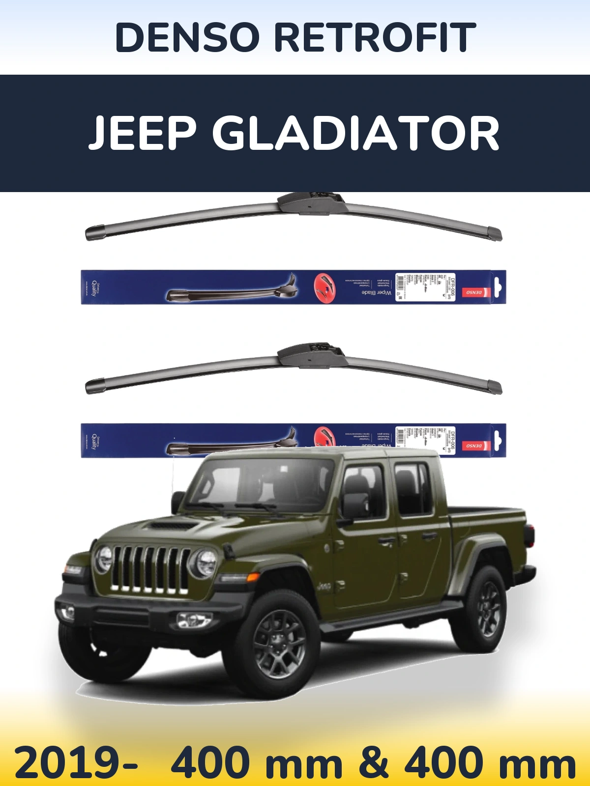 Komplet przednich wycieraczek Denso Retrofit 400 & 400 mm do Jeep Gladiator 2019-2026