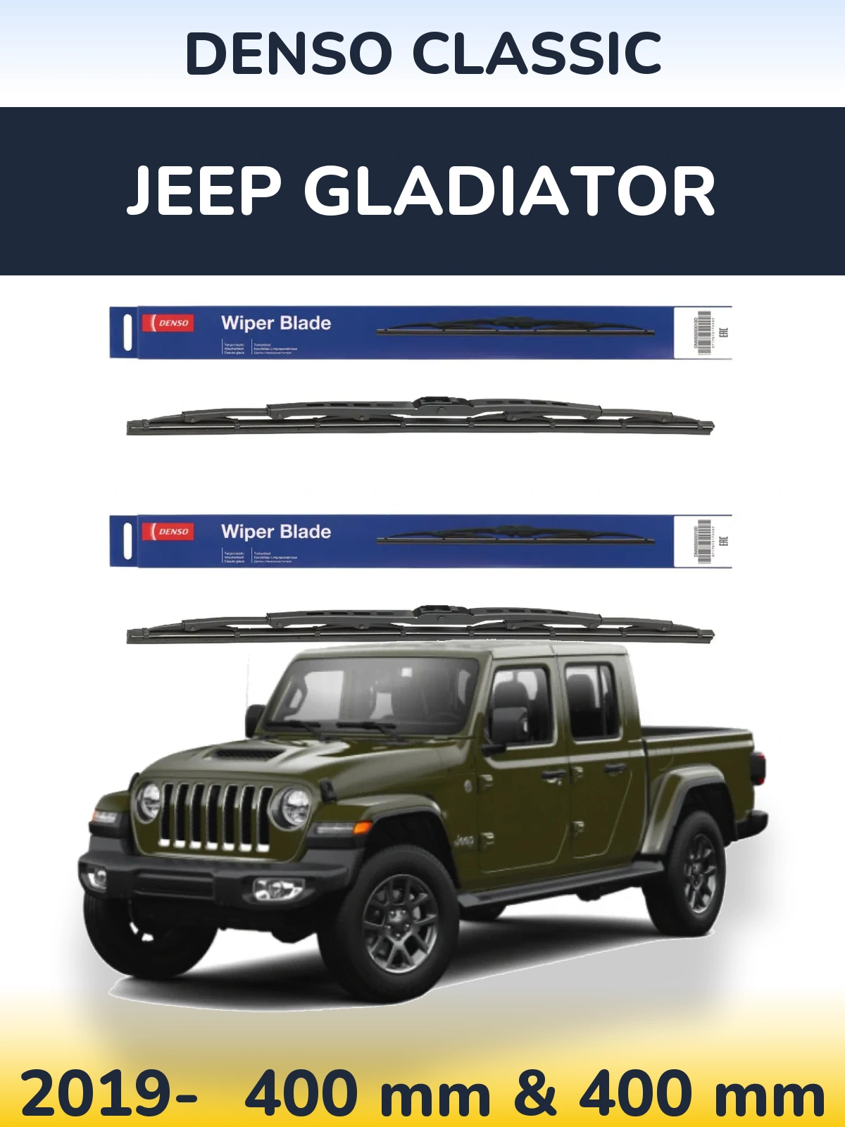Komplet przednich wycieraczek Denso Classic 400 & 400 mm do Jeep Gladiator 2019-2026