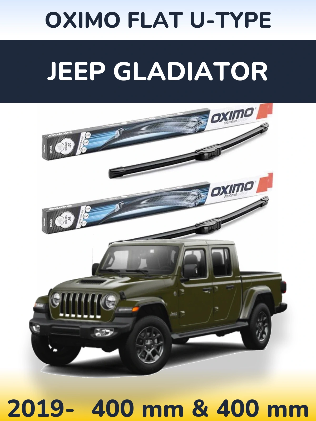 Komplet przednich wycieraczek Oximo Flat U-type 400 & 400 mm do Jeep Gladiator 2019-2026