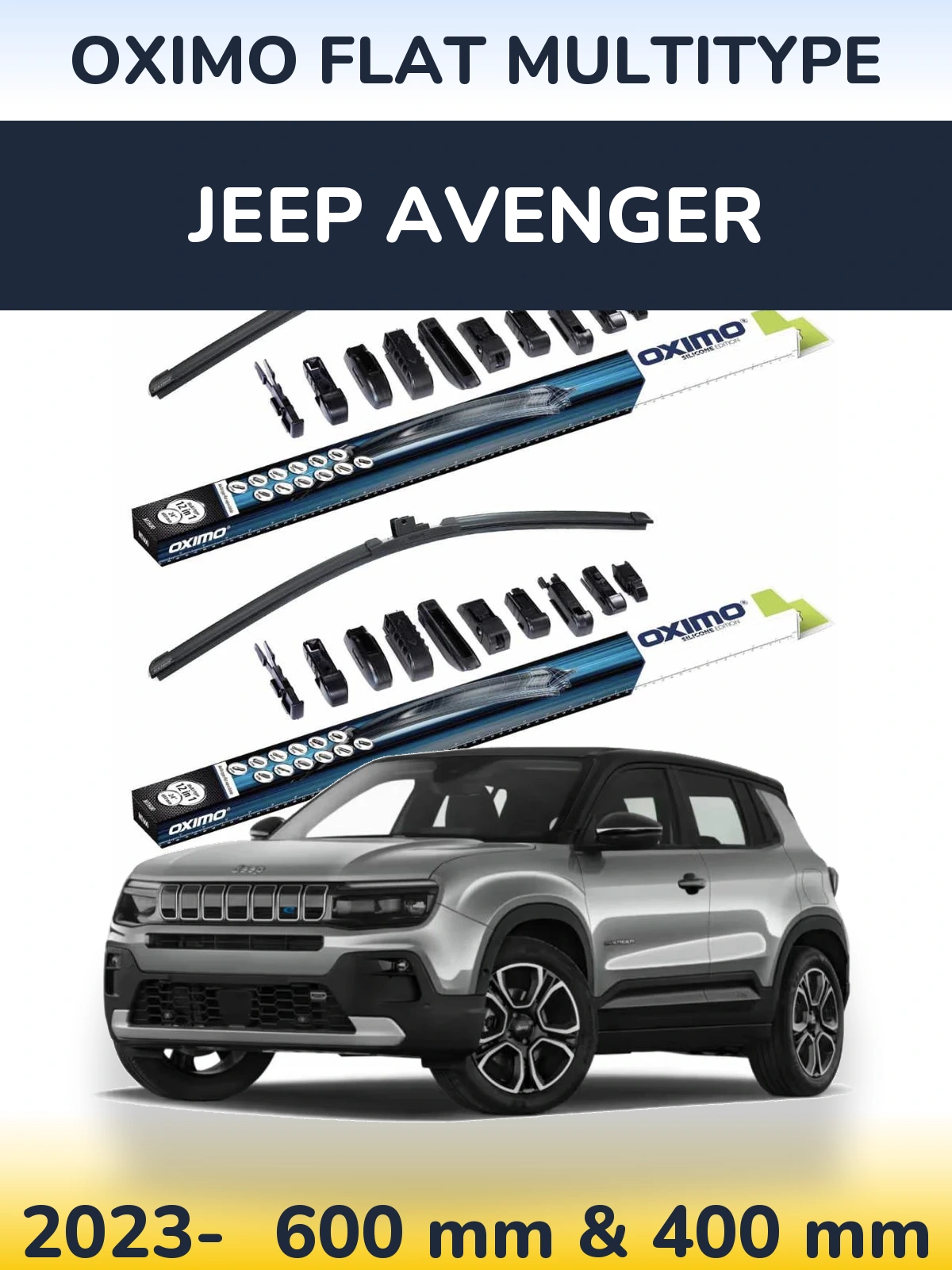 Комплект передних дворников Oximo Flat MultiТипe 600 & 400 мм для Jeep Avenger 2023-2026