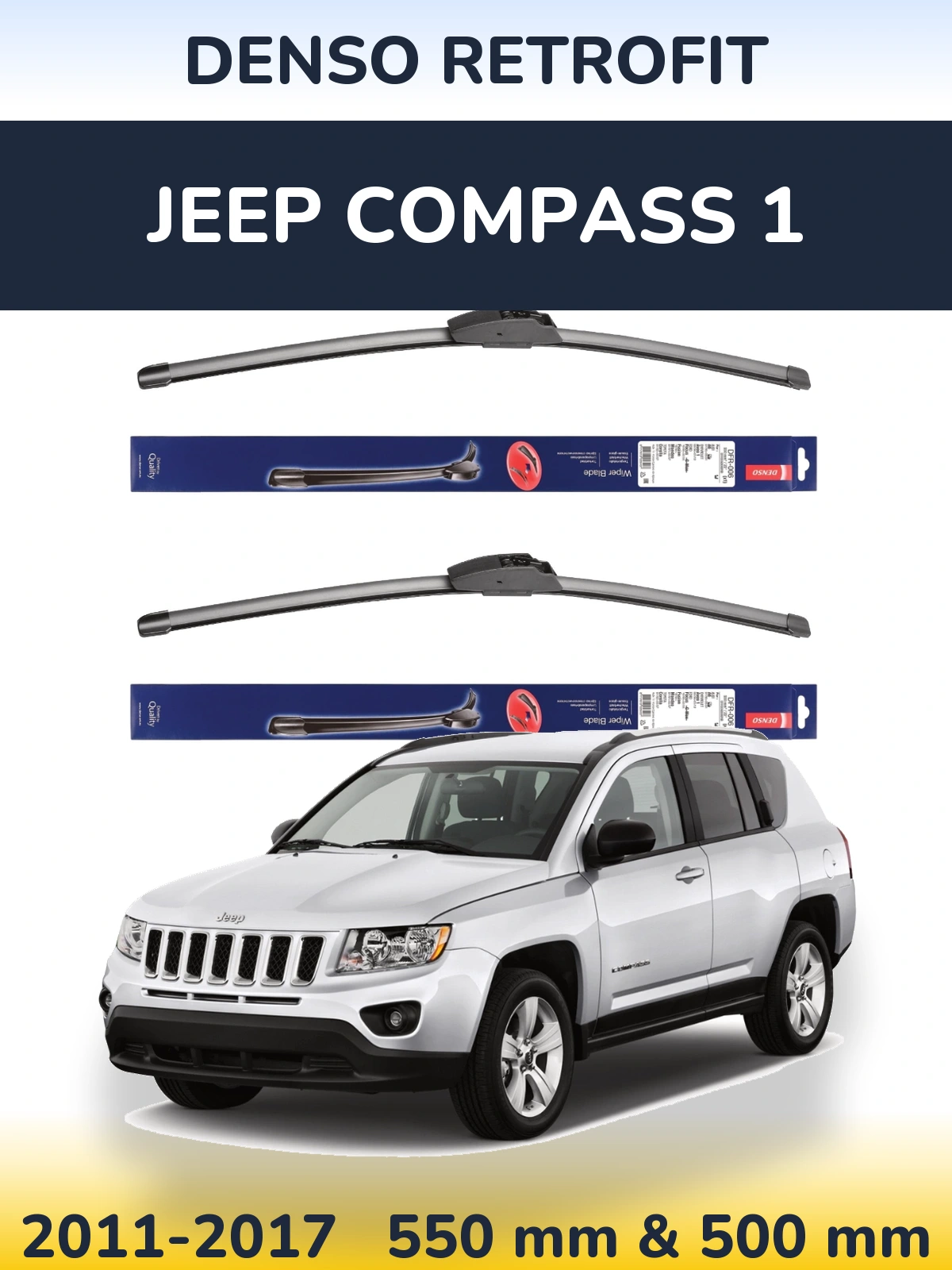 Комплект передних дворников Denso Retrofit 550 & 500 мм для Jeep Compass 1 2011-2017
