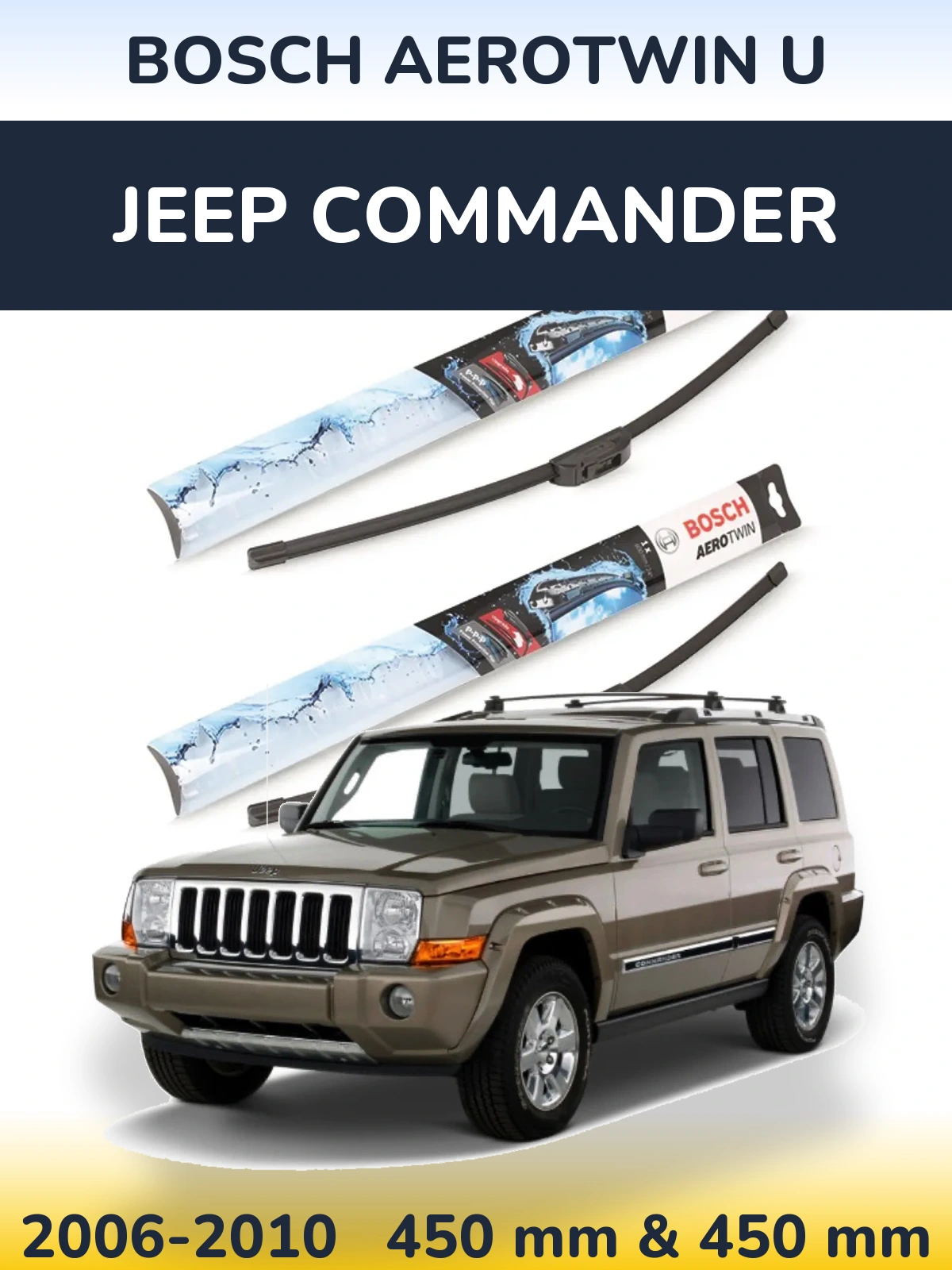 Komplet przednich wycieraczek BOSCH AeroTwin U 450 & 450 mm do Jeep Commander 2006-2010