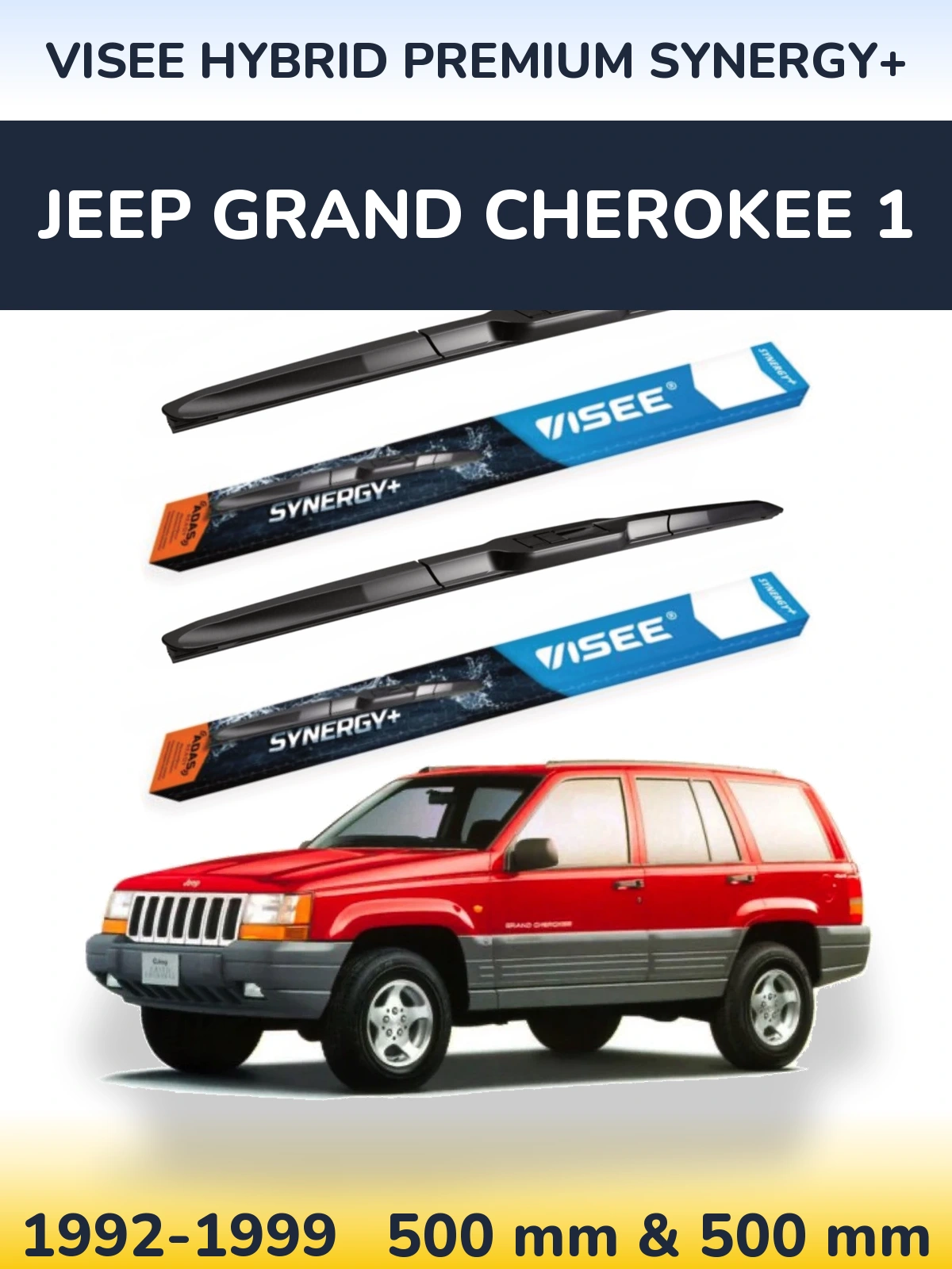 Комплект передних дворников VISEE HYBRID PREMIUM SYNERGY+ 500 & 500 мм для Jeep Grand Cherokee 1 1992-1999