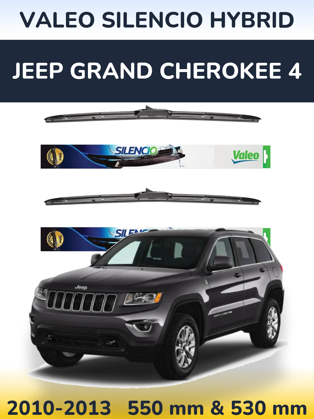 Комплект передніх щіток Valeo Silencio Hybrid 550 & 530 мм для Jeep Grand Cherokee 4 2010-2013