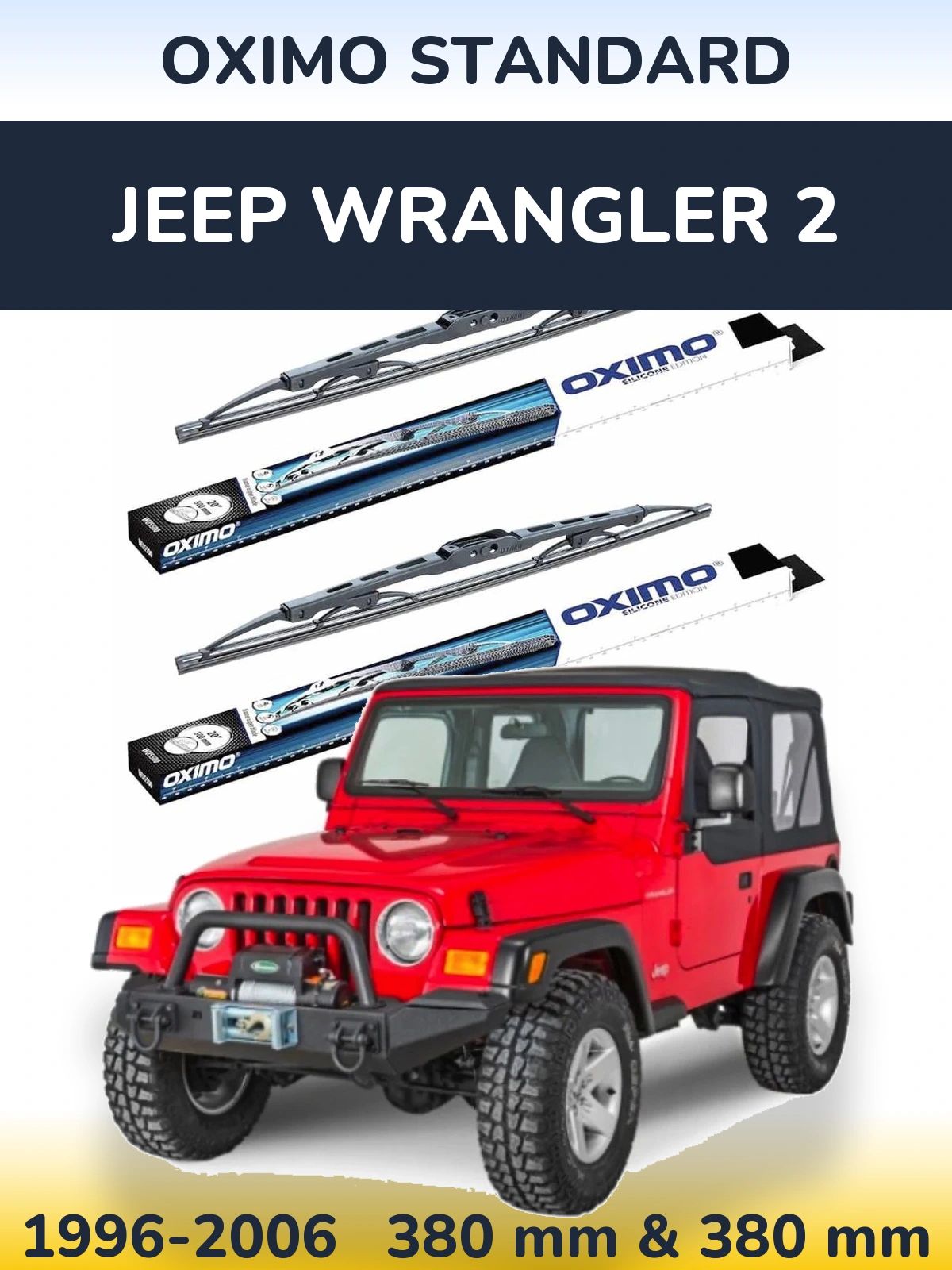 Комплект передних дворников Oximo Standard 375 & 375 мм для Jeep Wrangler 2 1996-2006