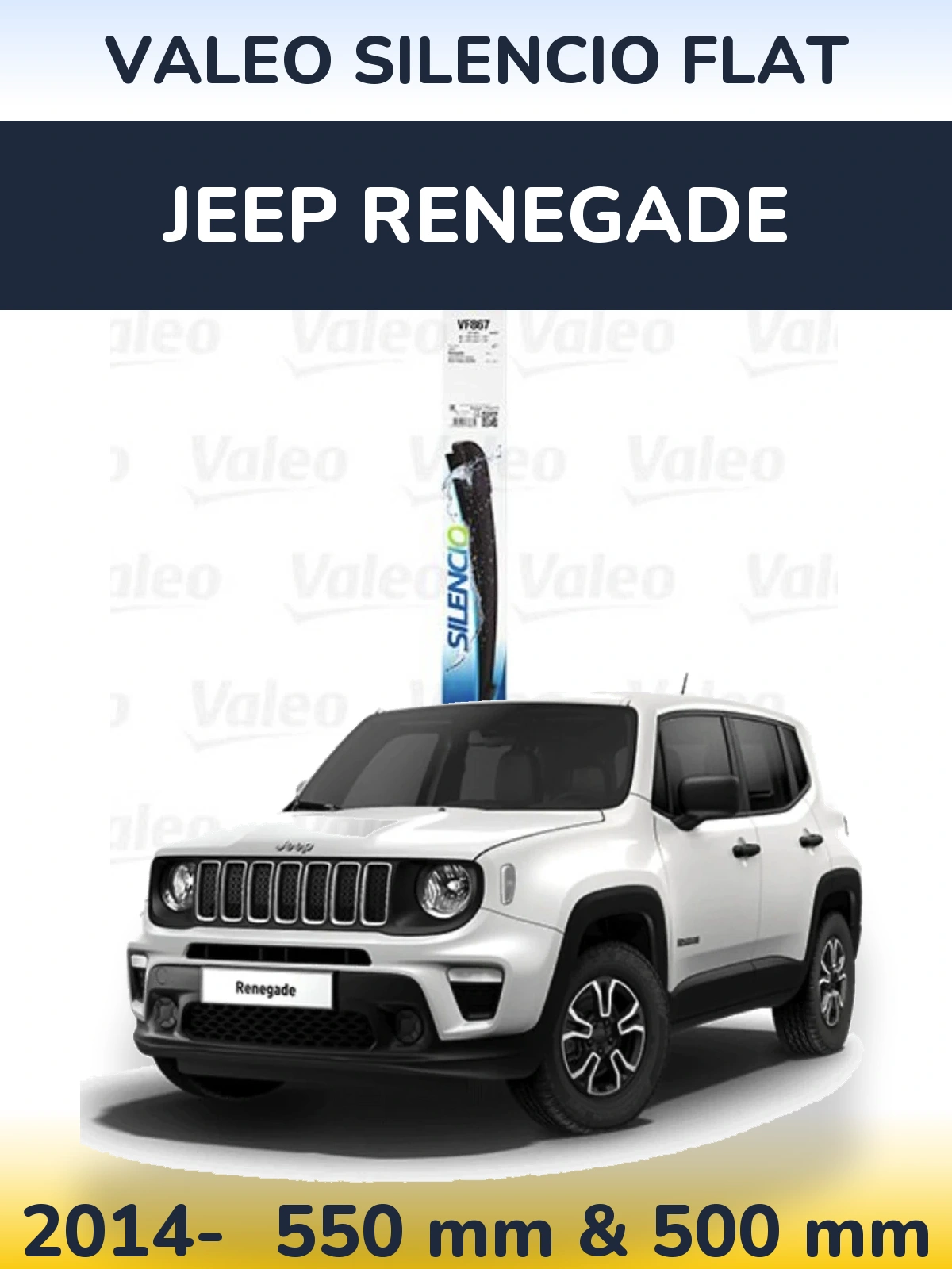 Komplet przednich wycieraczek Valeo Silencio Flat 550 & 475 mm do Jeep Renegade 2014-2026