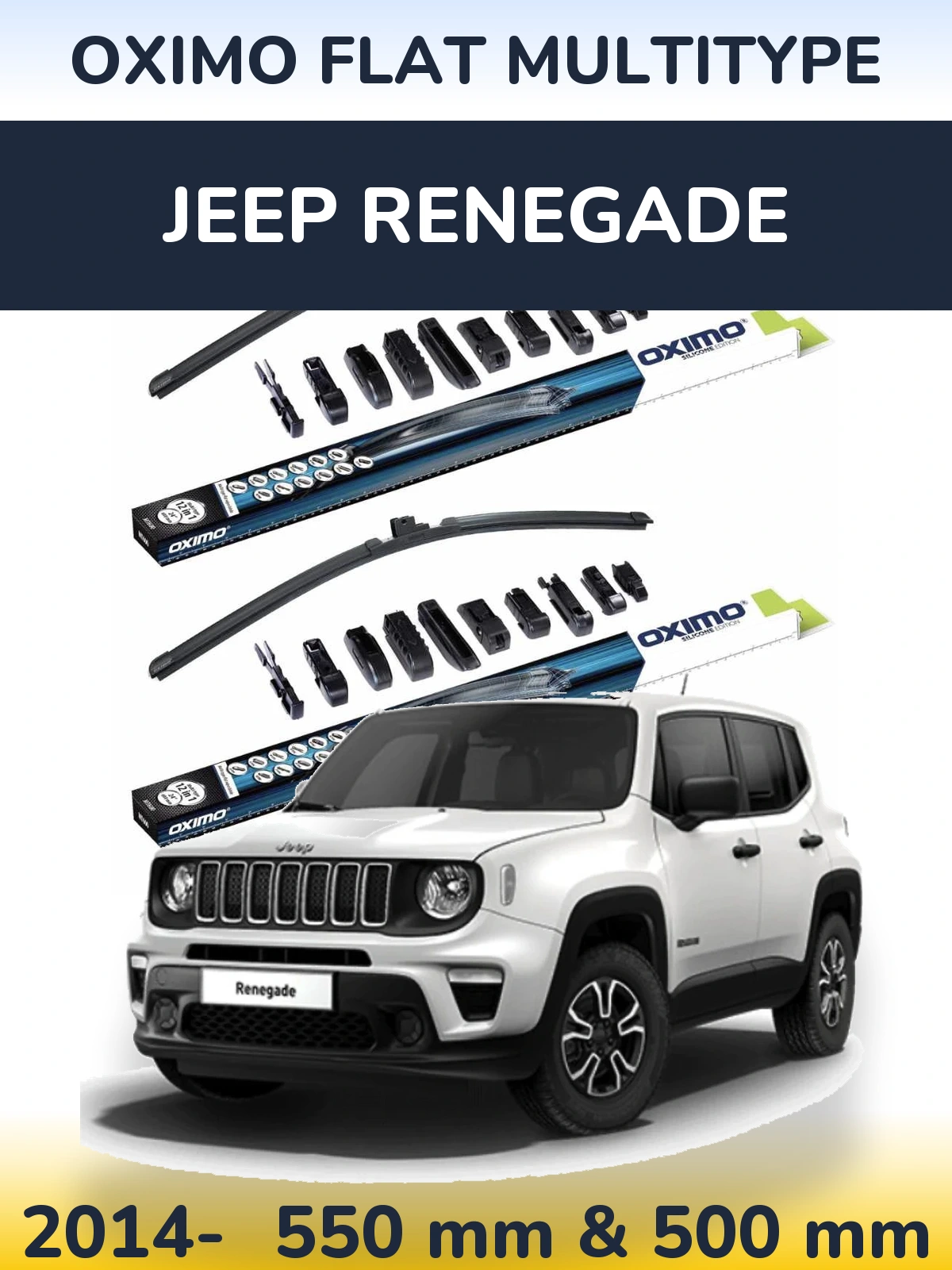 Комплект передніх щіток Oximo Flat MultiТипe 550 & 500 мм для Jeep Renegade 2014-2026