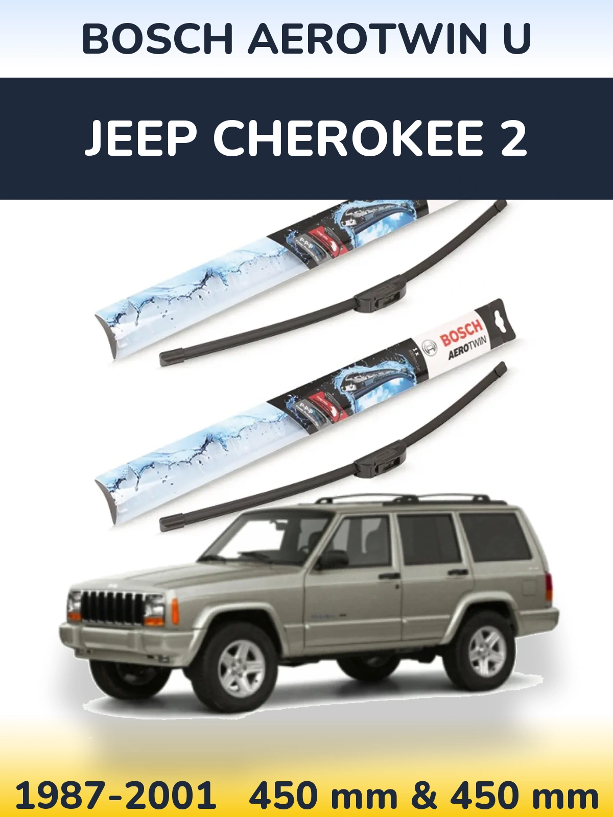 Komplet przednich wycieraczek BOSCH AeroTwin U 450 & 450 mm do Jeep Cherokee 2 1987-2001