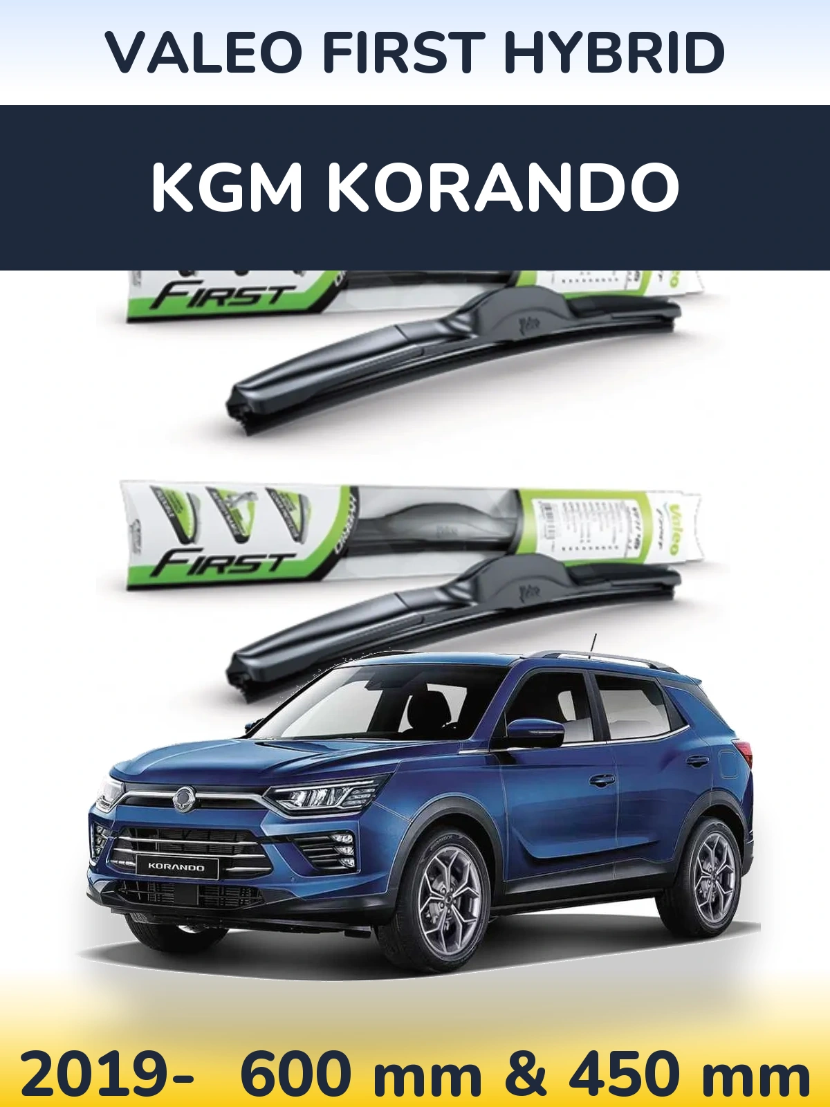 Komplet przednich wycieraczek Valeo First Hybrid 600 & 450 mm do KGM Korando 2019-2026