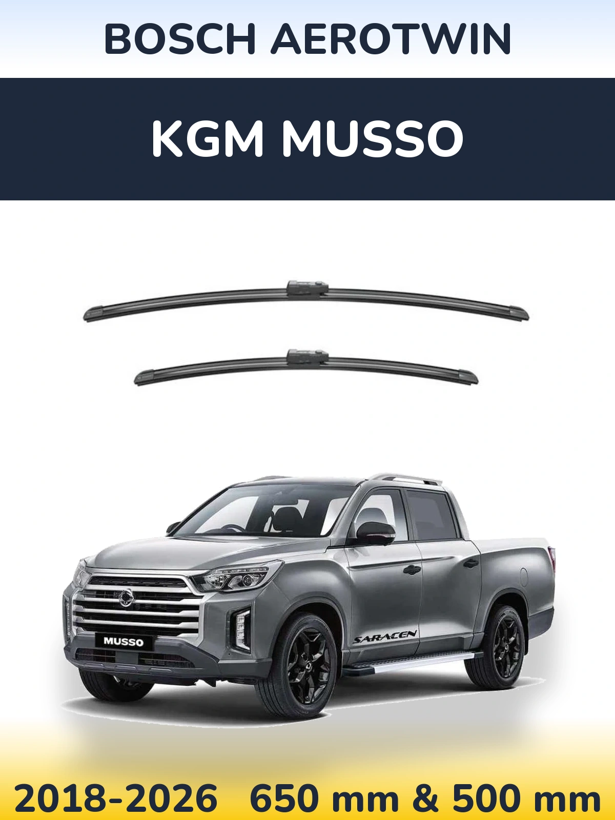 Комплект передніх щіток BOSCH AeroTwin 650 & 500 мм для KGM Musso 2018-2026