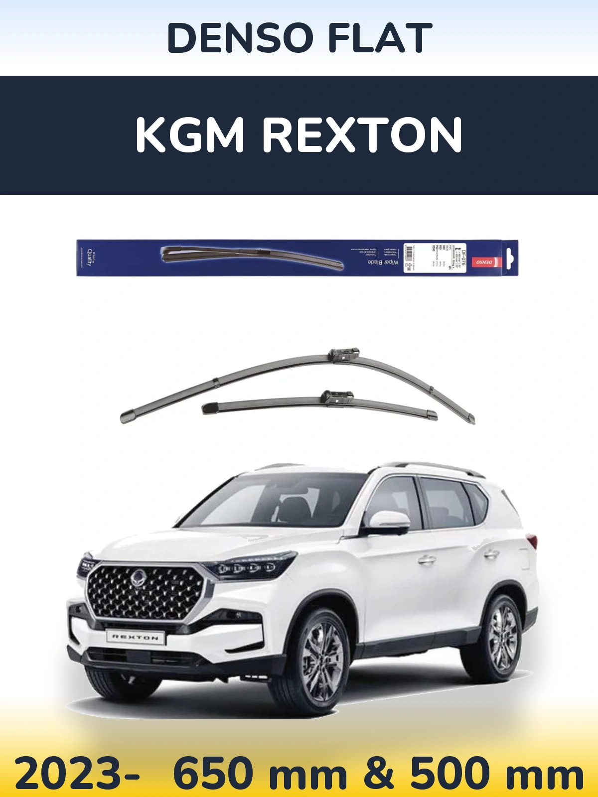 Komplet przednich wycieraczek Denso Flat 630 & 500 mm do KGM Rexton 2023-2026