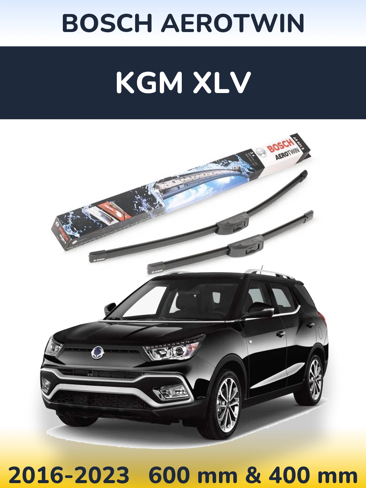Комплект передніх щіток BOSCH AeroTwin 600 & 400 мм для KGM XLV 2016-2023