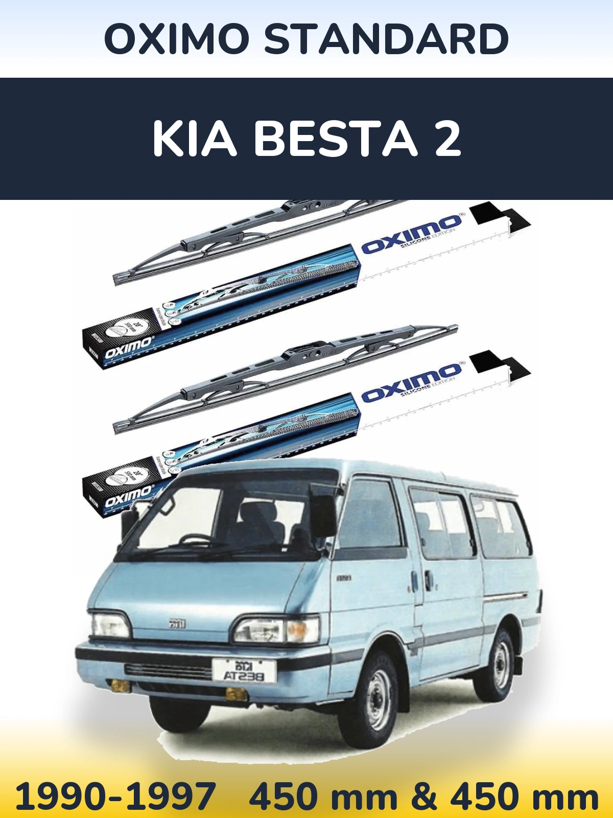 Front wiper blade set Oximo Standard 450 & 450 mm for KIA Besta 2 1990-1997